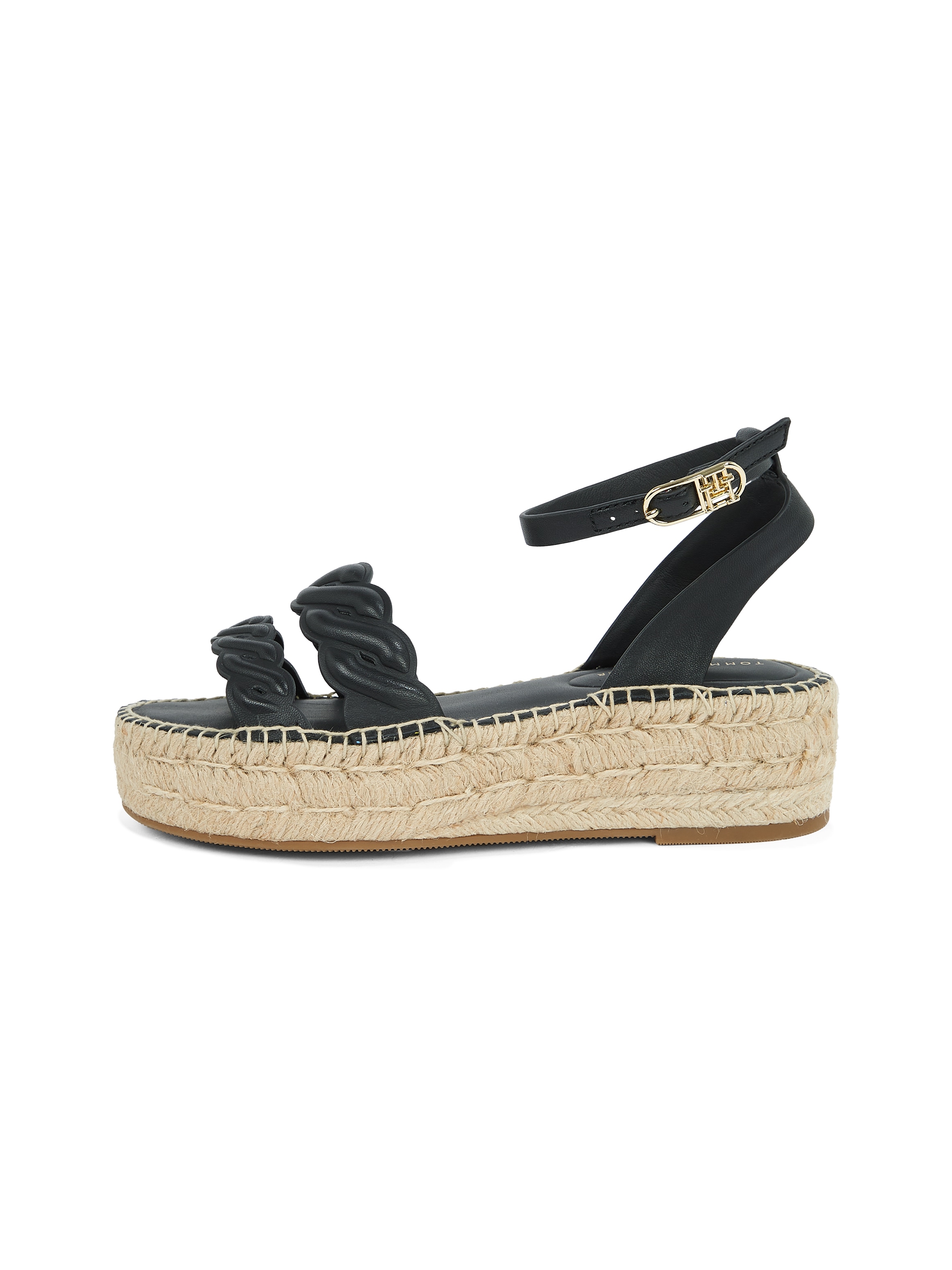 Tommy Hilfiger Keilsandalette »LEATHER ROPE REAL ESPAD SANDAL«  , Plateau, Sommerschuh, Riemchensandale mit verstellbarer Schnalle