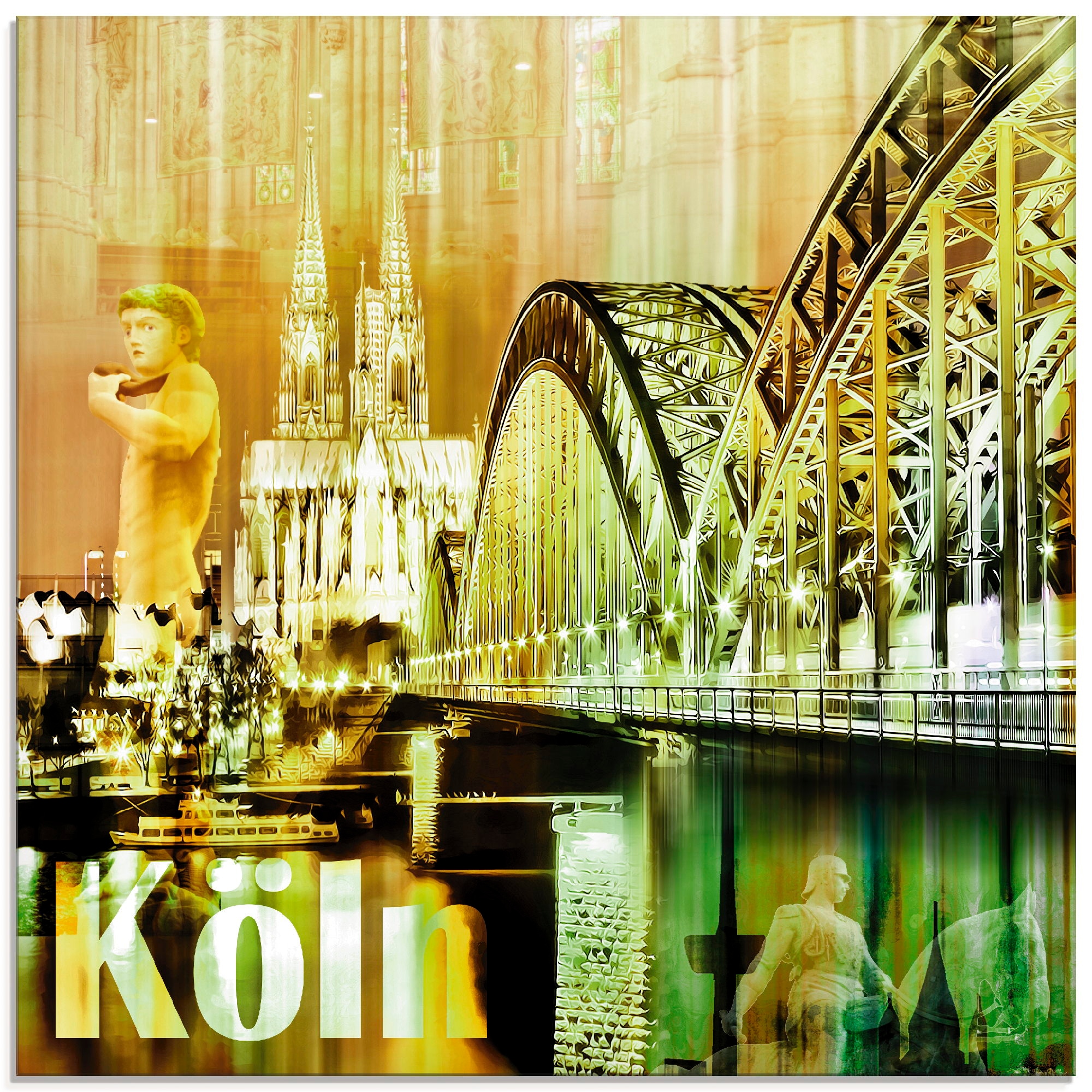 Artland Glasbild »Köln Skyline Abstrakte Collage II«, Gebäude, (1 St.), in verschiedenen Größen