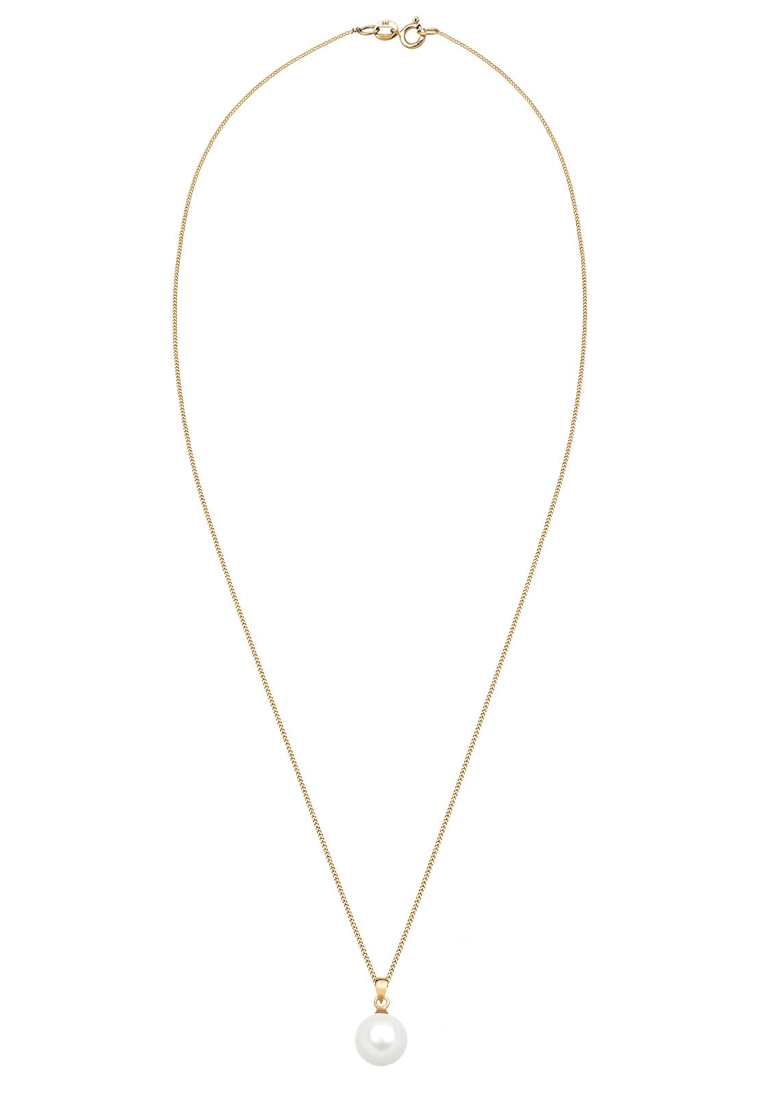 Elli Premium Silberkette »Halskette Muschelkernperle 585 Gelbgold«