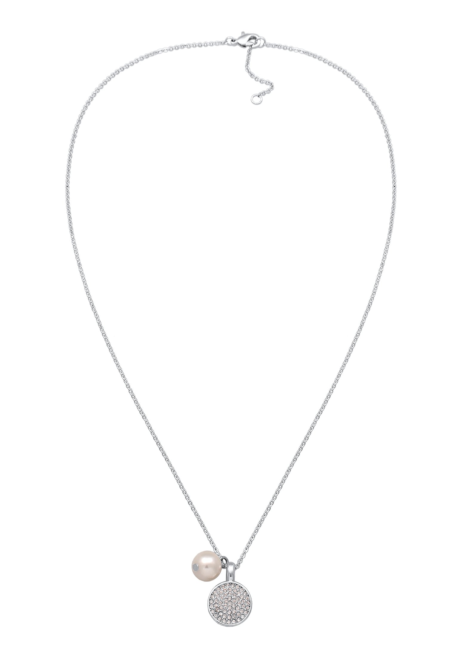 Elli Silberkette »Halskette Kristall Perlenanhänger Elegant Silberfarben«