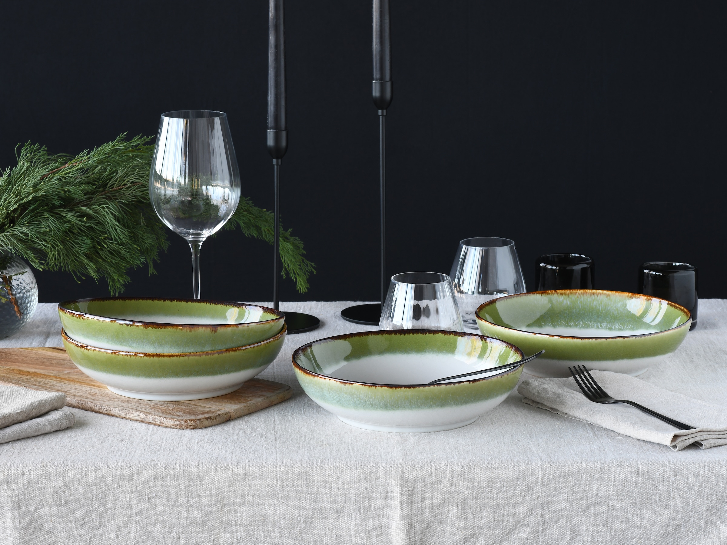 CreaTable Schale »Cascade, Poke Bowl 22,5 cm 4-tlg« 4 Stk. aus Steinzeug Rekativglasur, Healthy Food