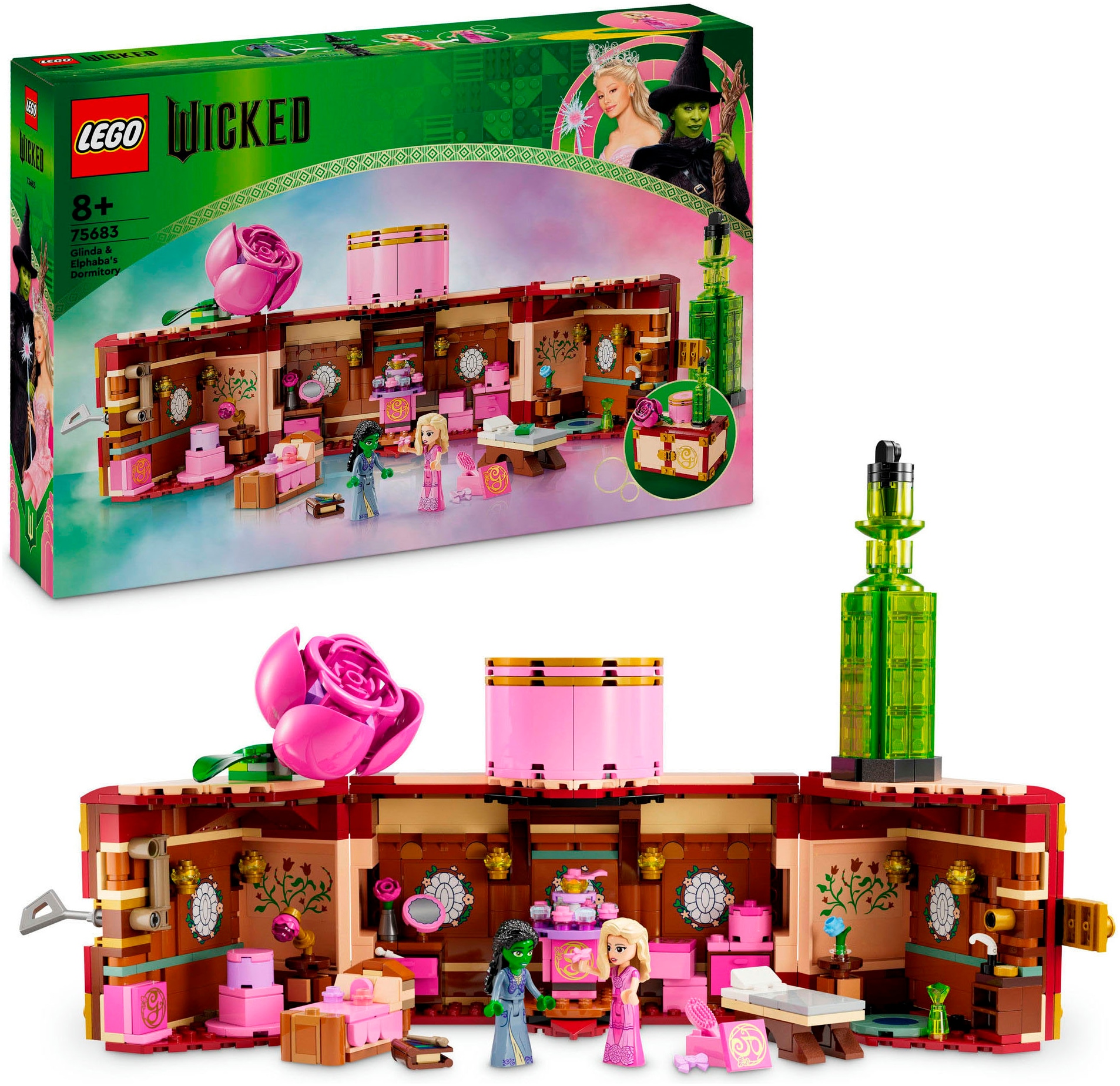 Konstruktionsspielsteine »Glindas und Elphabas Schlafsaal (75683), LEGO Wicked«, (740...