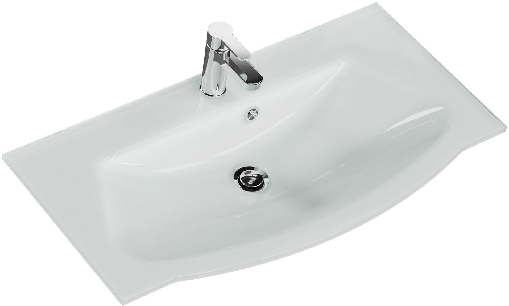 Saphir Waschtisch »Serie 4005 Glas-Waschtisch mit Unterschrank, 92 cm breit«, Waschplatz mit 2 Schubladen, Badmöbel-Set mit Waschtisch