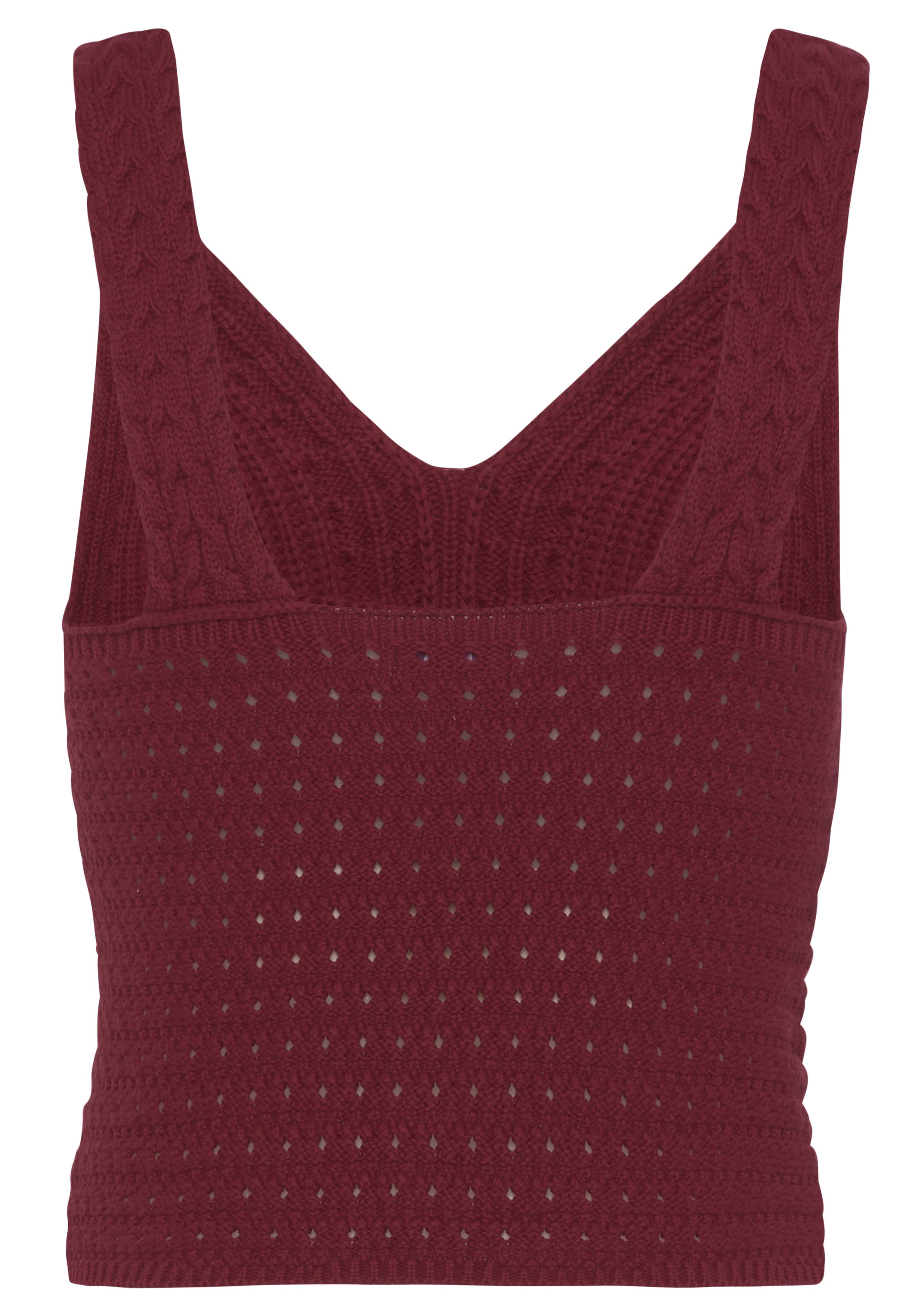LASCANA Stricktop, in verkürzter Länge, Damentop aus 100% Baumwolle mit Zopfmuster
