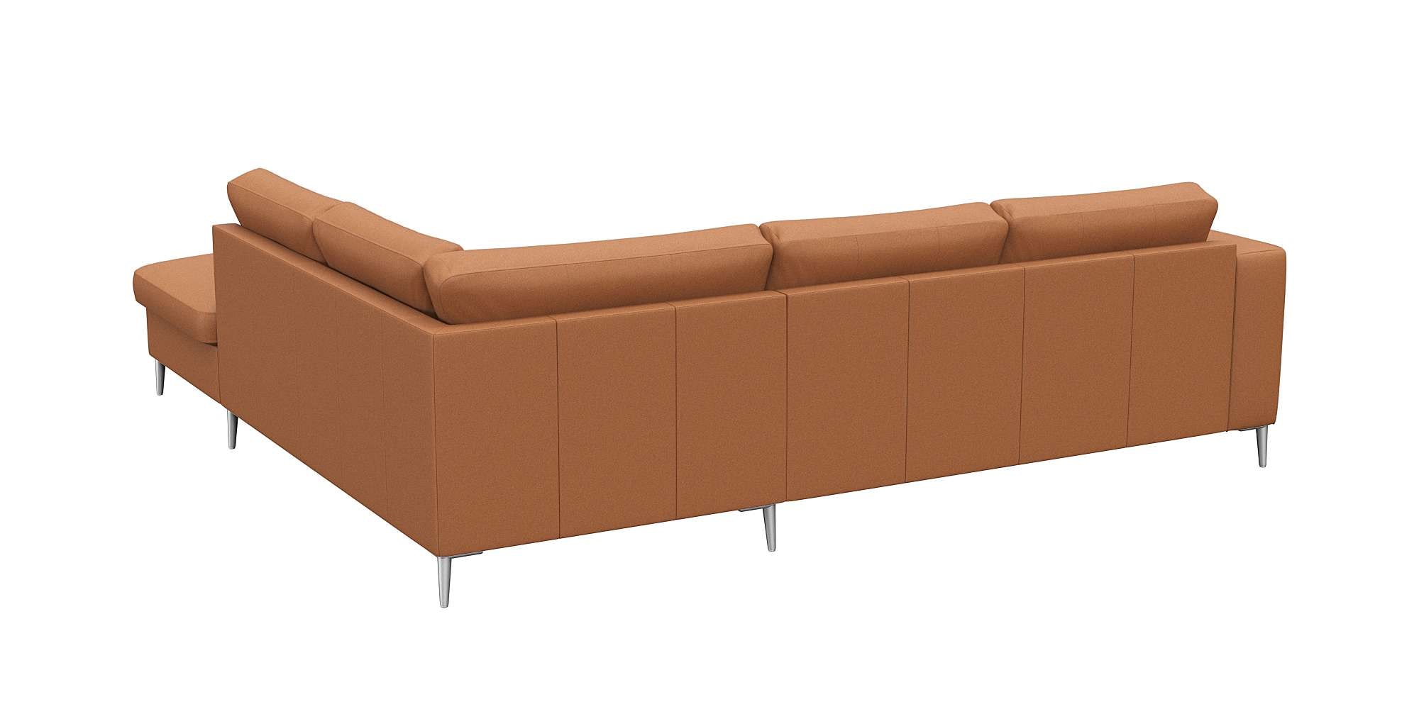 FLEXLUX Ecksofa »Fiore, L-Form«, breite Armlehnen, Füße alufarben, B/T 241/225 cm, Kaltschaum im Sitz
