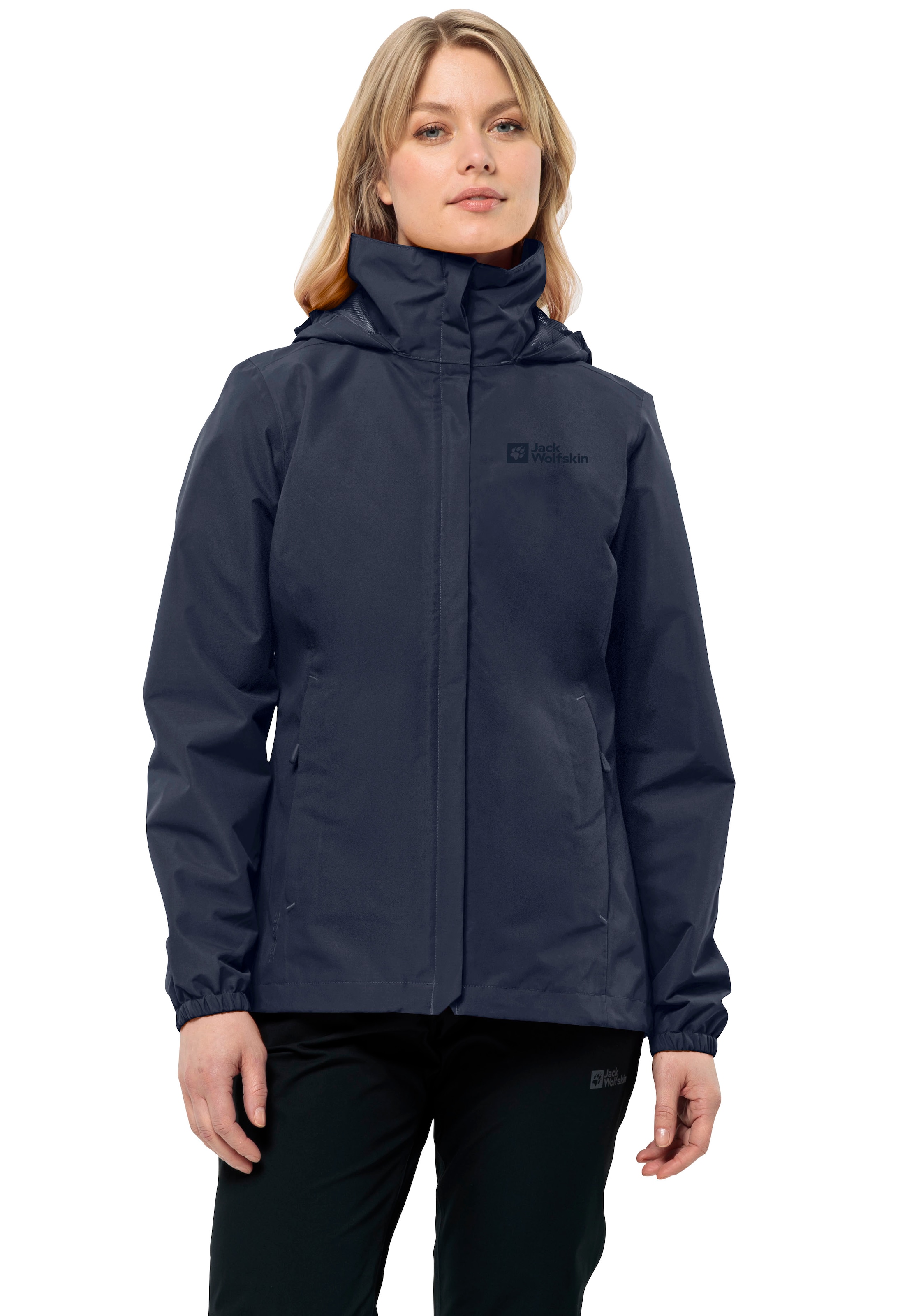 Jack Wolfskin Funktionsjacke »STORMY POINT 2L JKT W«, mit Kapuze, mit verstaubarer Kapuze