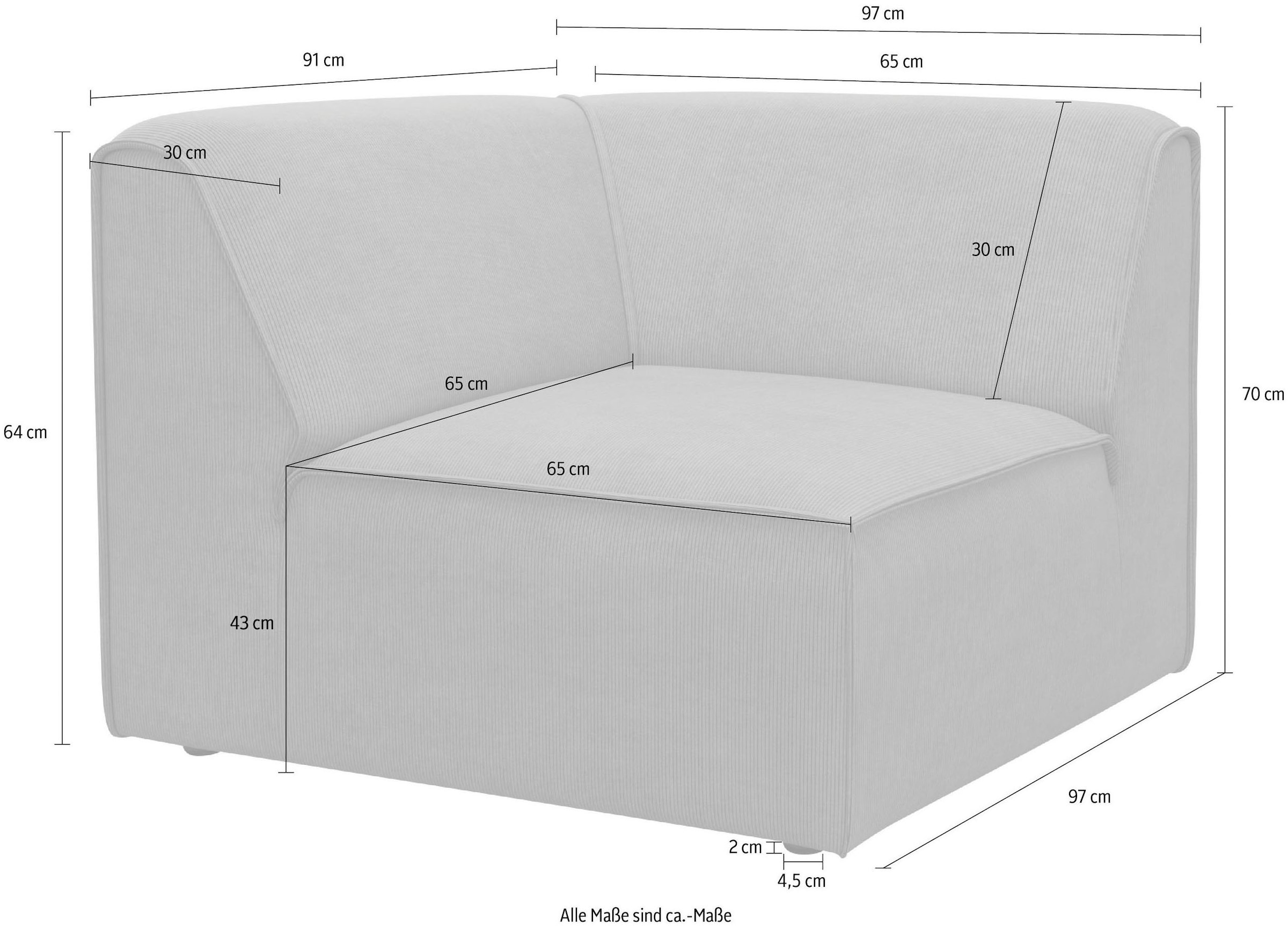 RAUM.ID Sofa-Eckelement »Merid«, (1 für auf bestellen als Modul Raten individuelle separat St.), oder Zusammenstellung verwendbar
