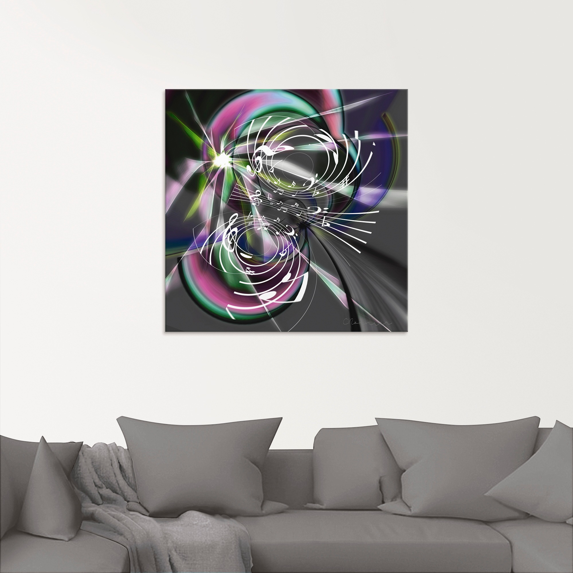 Artland Glasbild »Fraktale Spielerei mit Noten« Symbole 1 Stk. tlg. in verschiedenen Größen