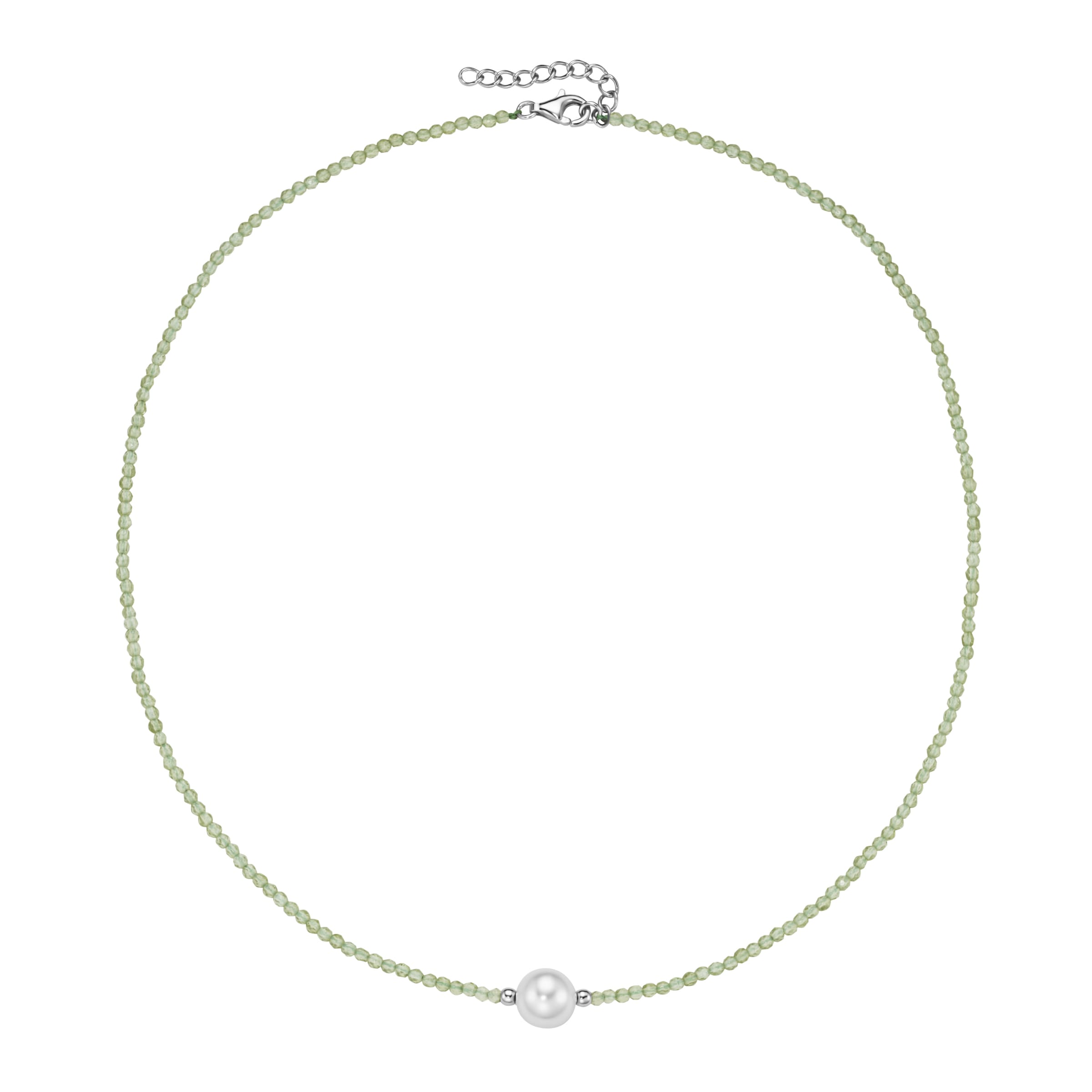 Smart Jewel Collier »Collier mit Edelstein-Kugeln + Muschelkern-Perle, Silber 925«