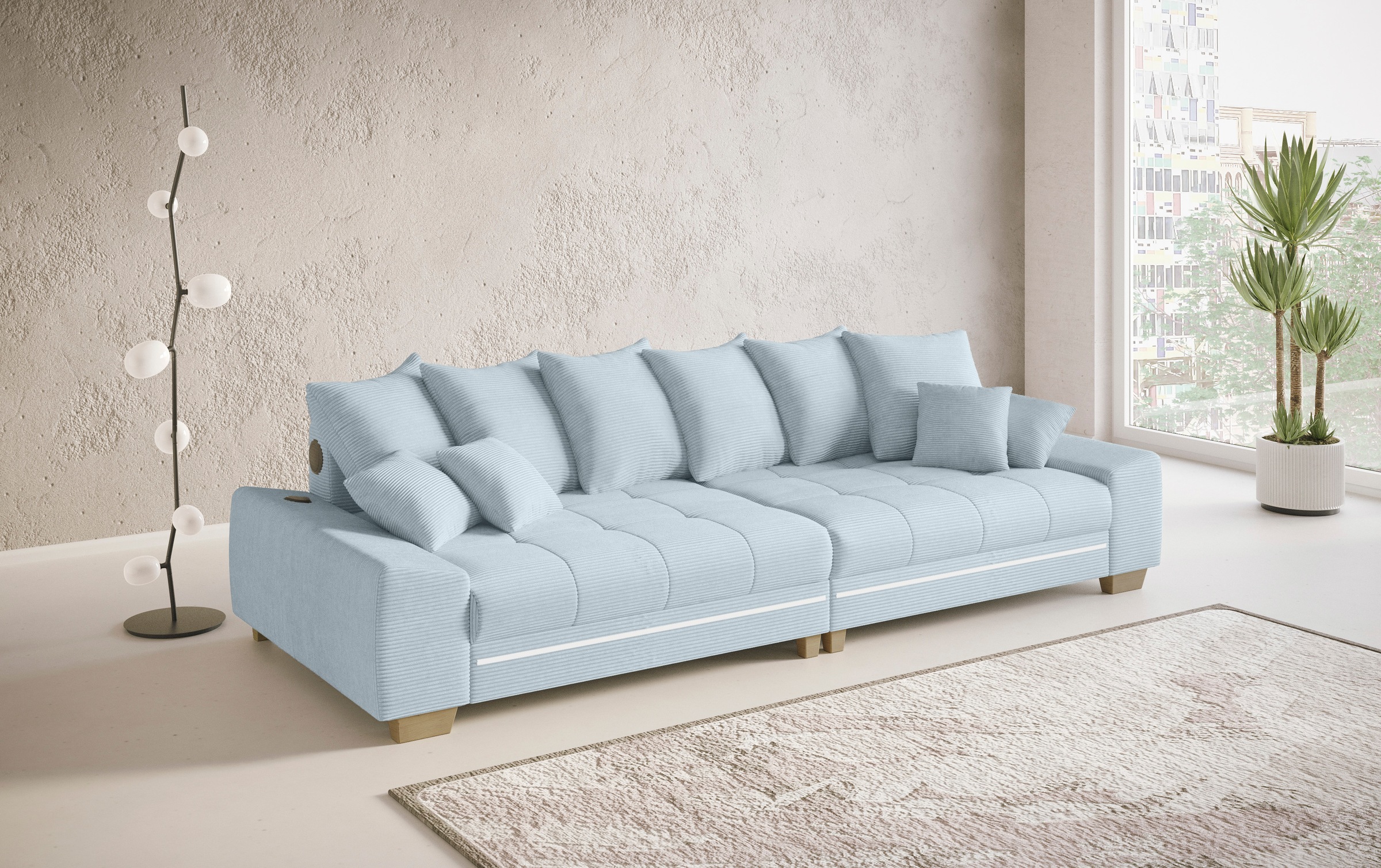 Mr. Couch Big-Sofa »Nikita II«, RGB-LED, Bluetooth-Soundsystem, wahlweise mit Kaltschaum
