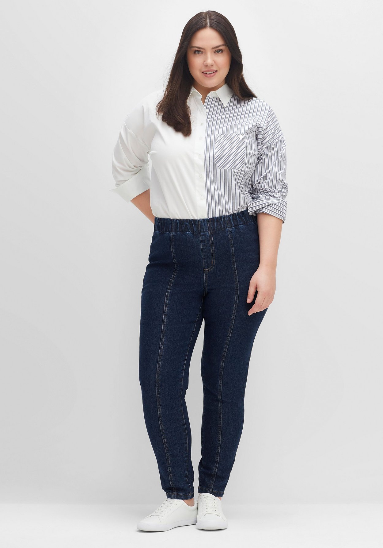 Sheego Schlupfjeans »Jeggings mit Teilungsnähten, schmale Form«