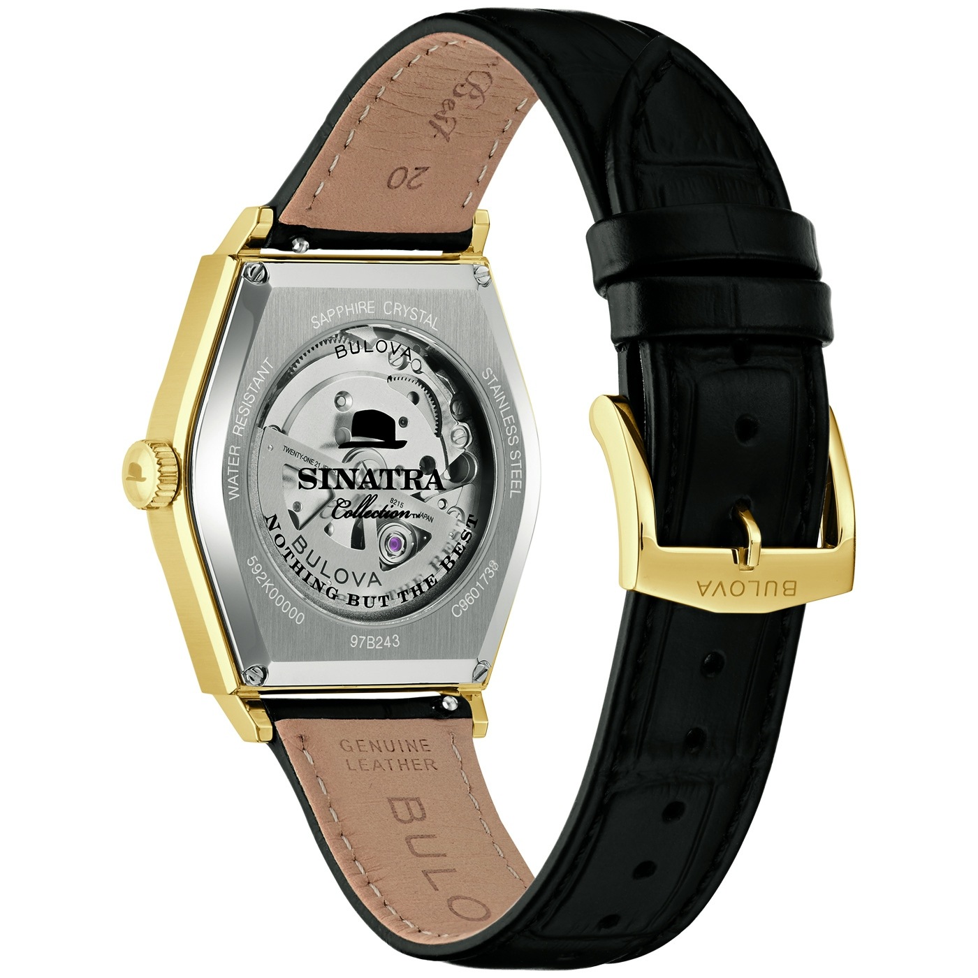 Bulova Mechanische Uhr »Bulova Frank Sinatra« Armbanduhr, Damenuhr, Herrenuhr, Lederarmband, analog, Big Date