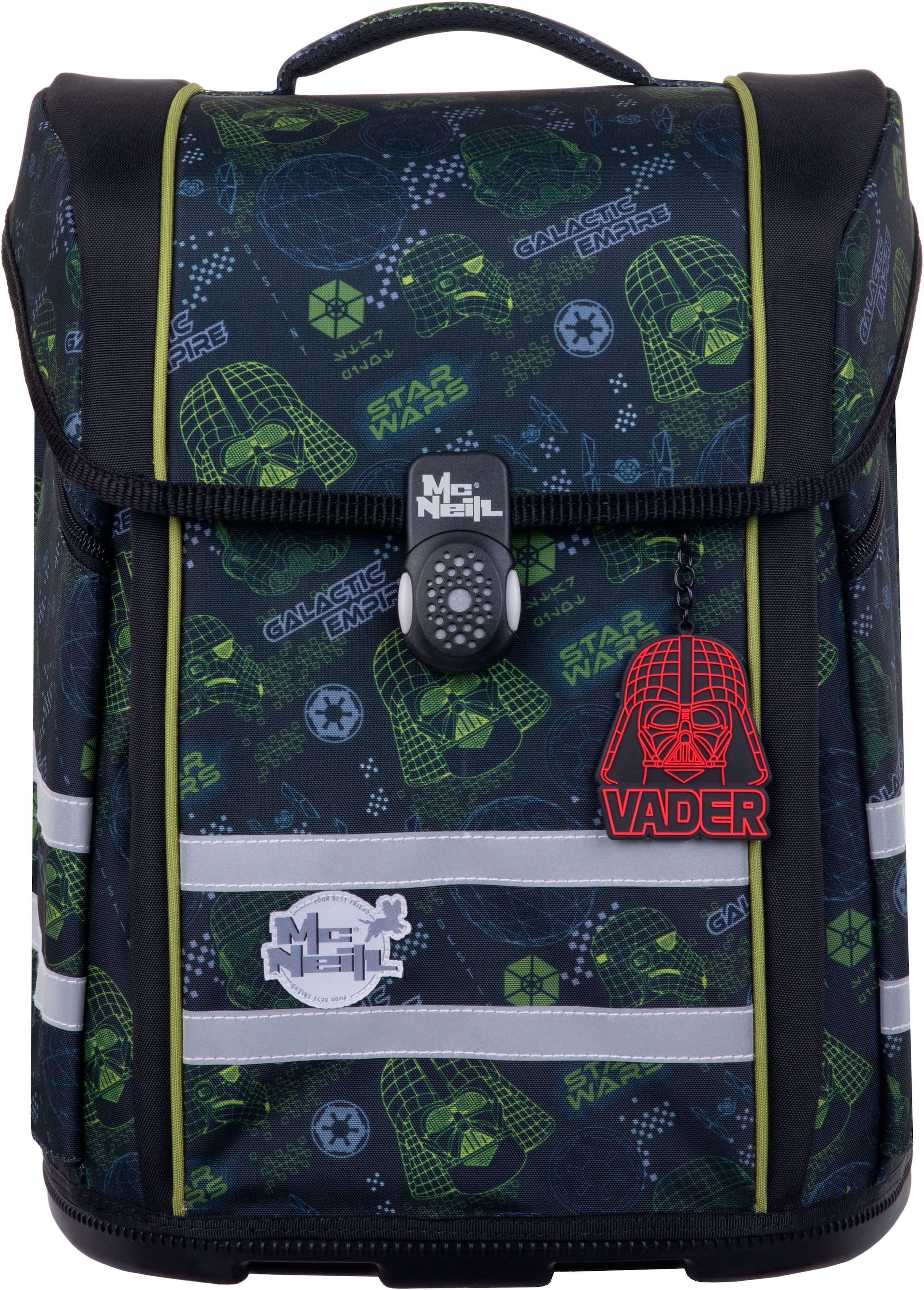 McNeill Schulranzen »Perfecto, Star Wars II« reflektierende Streifen auf den Schultergurten;retroreflektierende Flächen inkl. Federmäppchen, Turnbeutel, Schlamperrolle & Motivmagnet