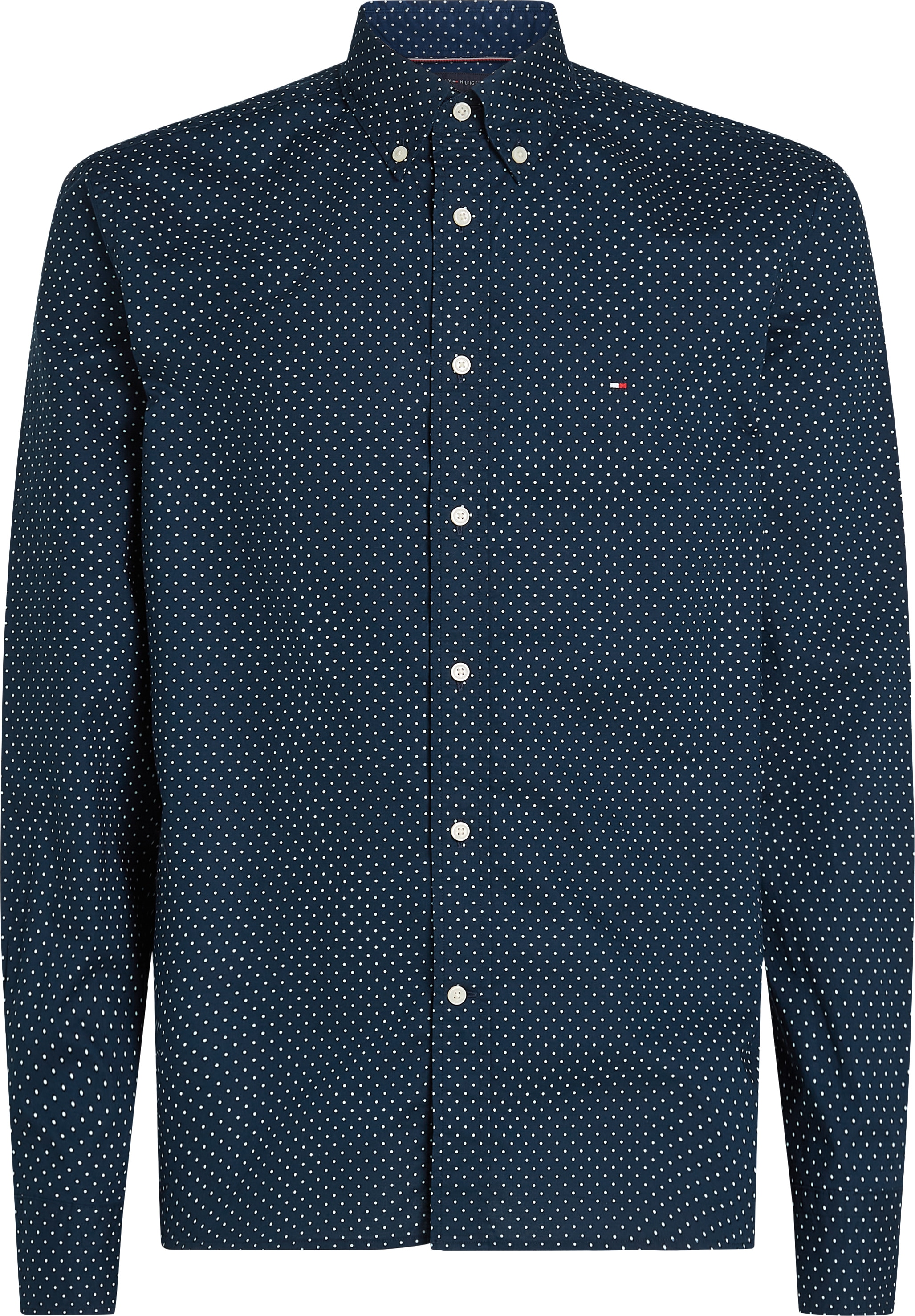 Tommy Hilfiger Big & Tall Langarmhemd »BT-FLEX POPLIN POLKA DOT S-B«, in Großen Größen, Logostickerei
