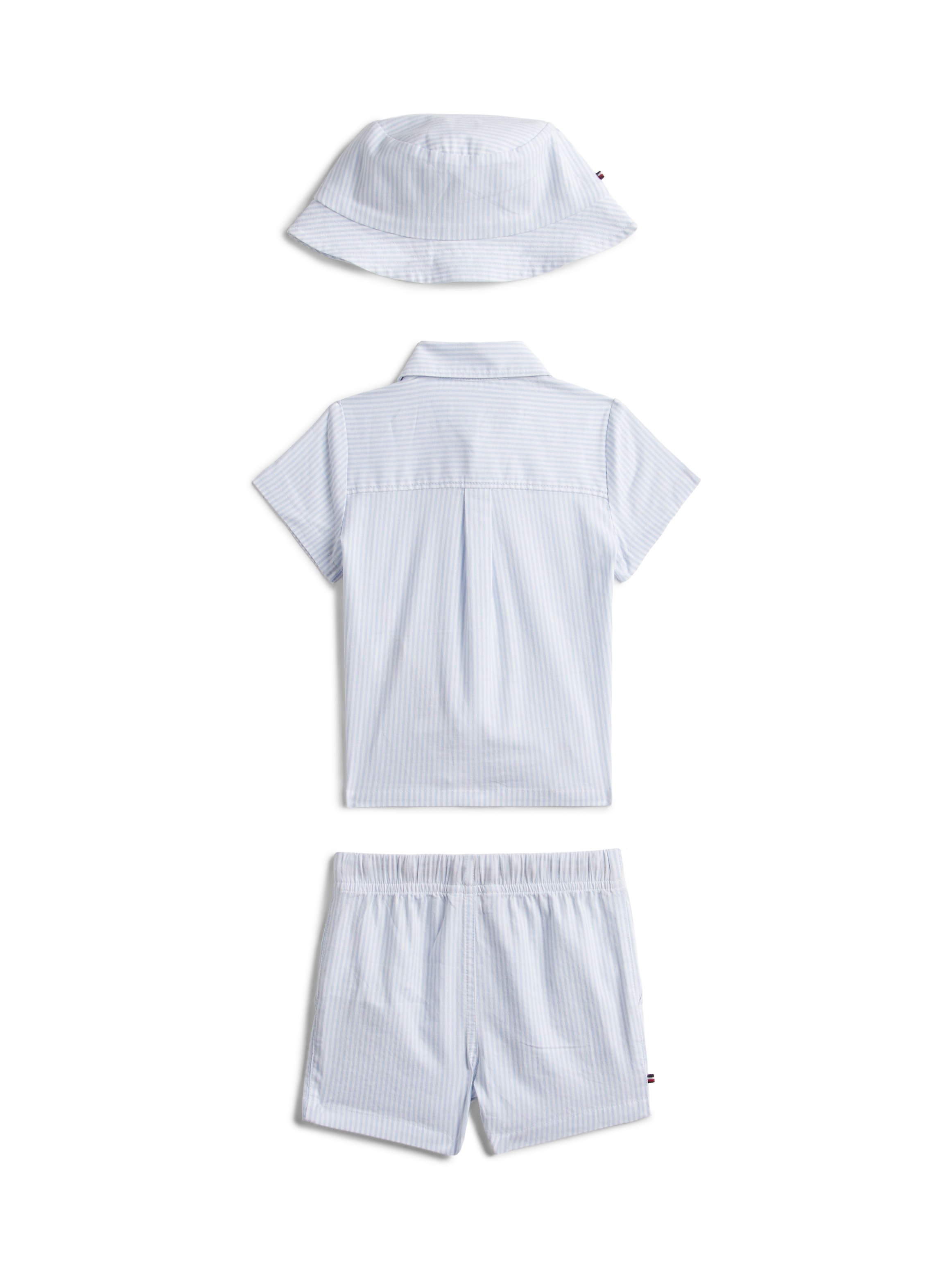 Tommy Hilfiger Neugeborenen-Geschenkset Set, 3, 3 zauberhaftes Set mit Hut, Hemd und Shorts, aus Baumwollmischung