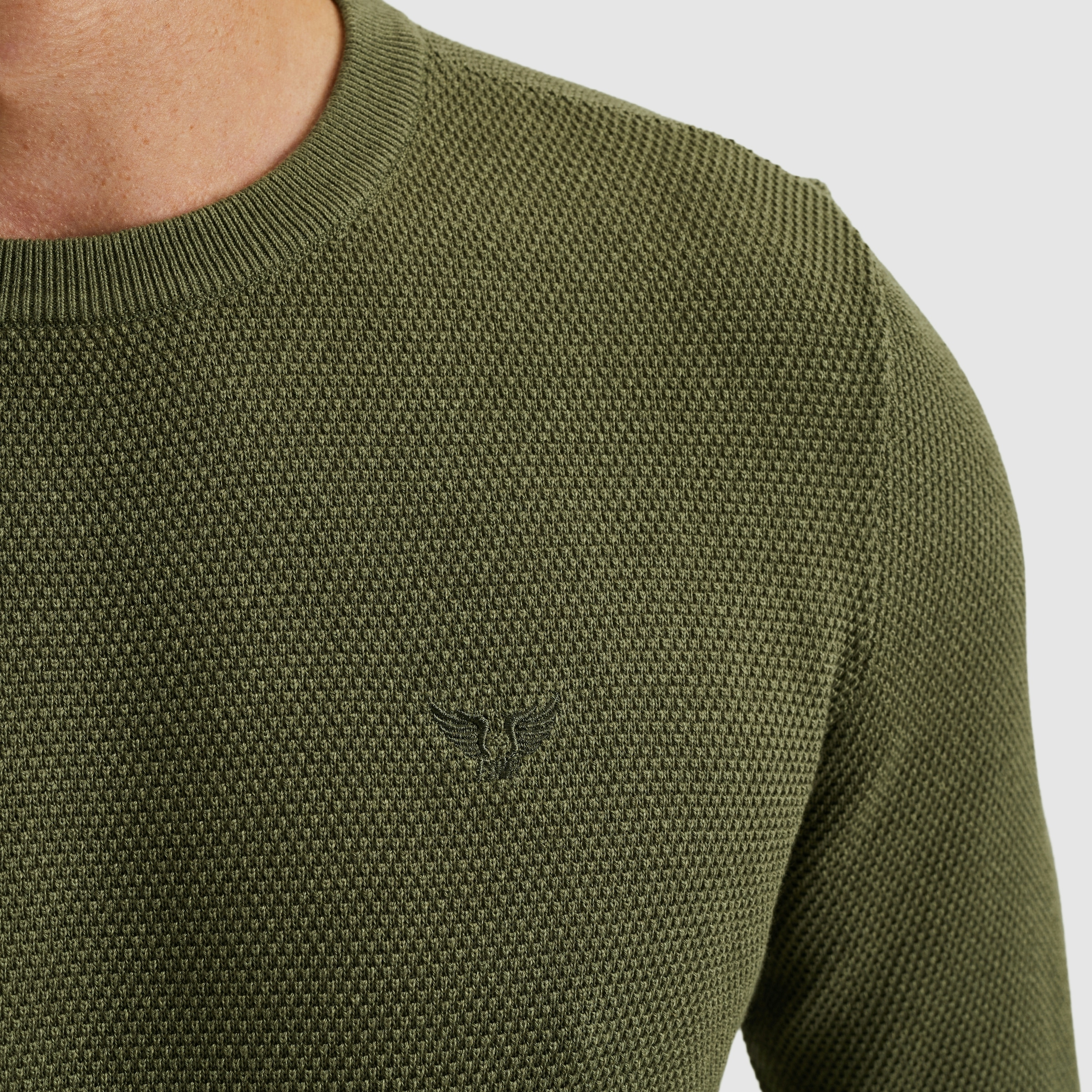 PME LEGEND Rundhalspullover mit Logo Stickerei