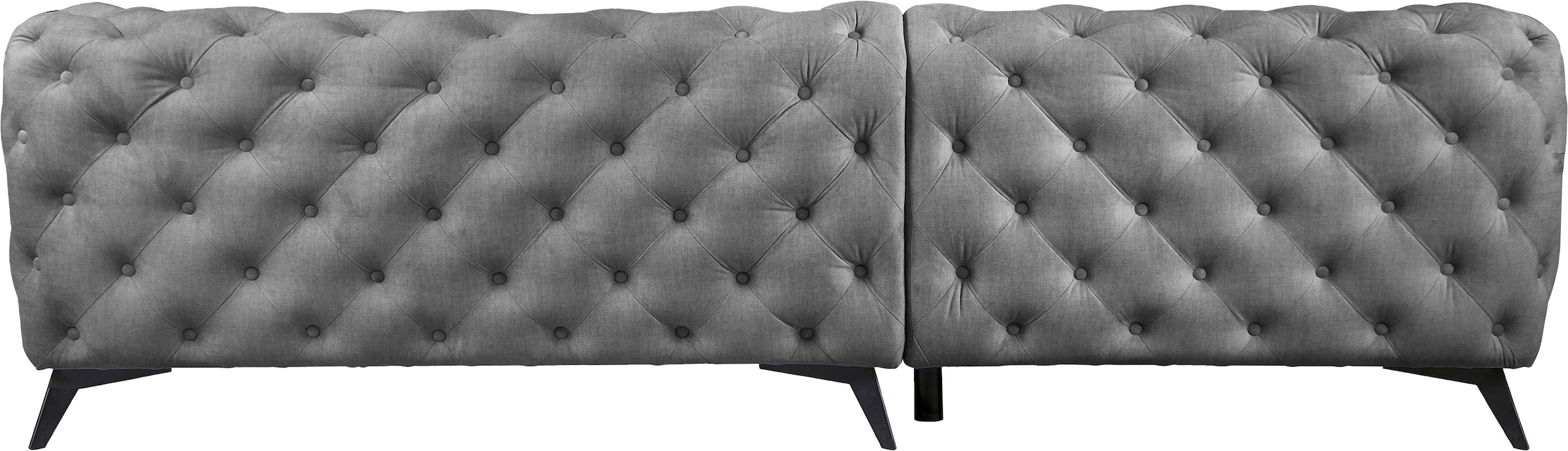 Leonique Chesterfield-Sofa »Ecksofa GLYNIS L-Form mit Wellenunterfederung, Maße B/T/H 264/204/75cm«, aufwändige Knopfheftung, moderne Chesterfield Optik, Fußfarbe wählbar