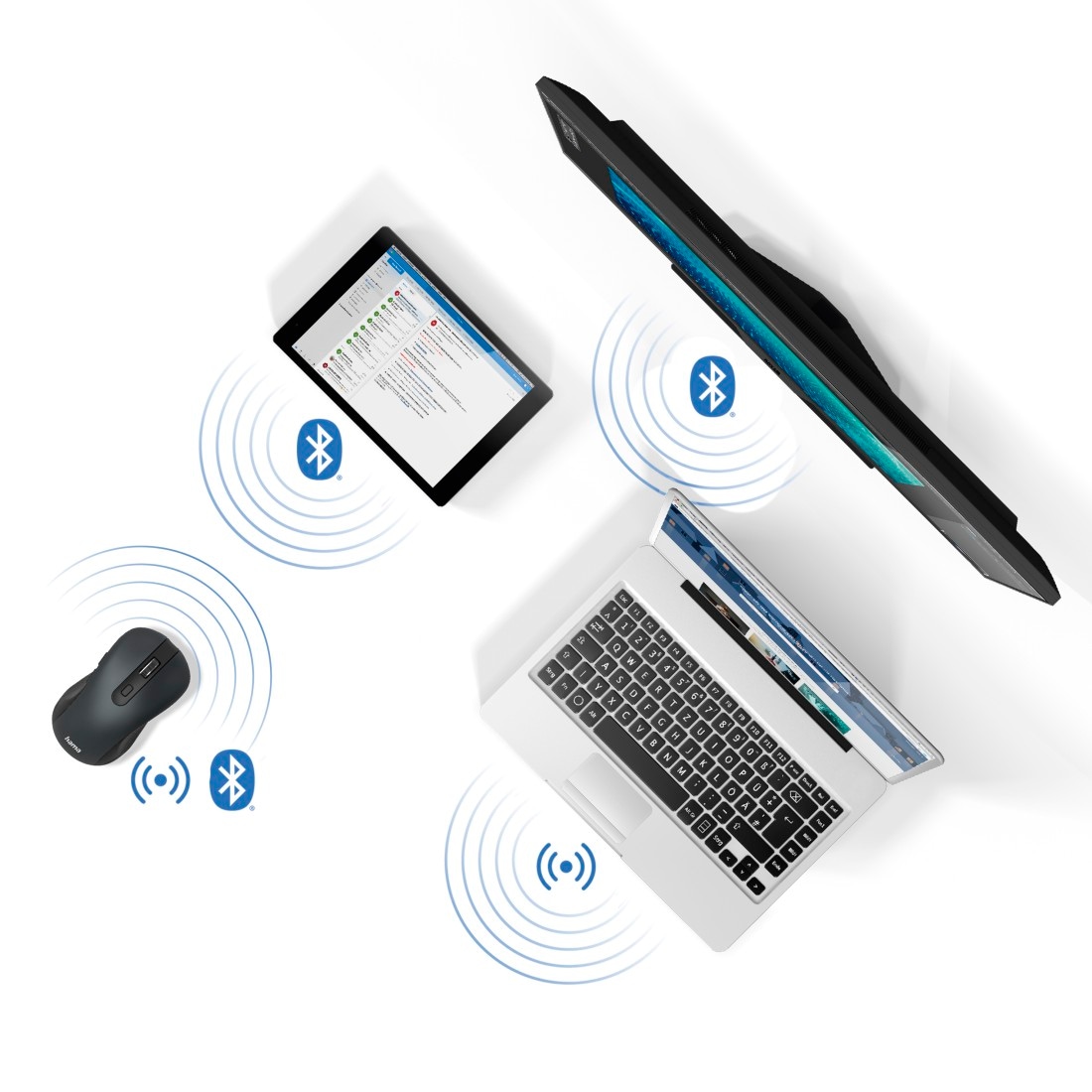 Hama Maus »Optische 6-Tasten-Multi-Device-Maus "MW-650", USB-A Bluetooth Maus«, Bluetooth