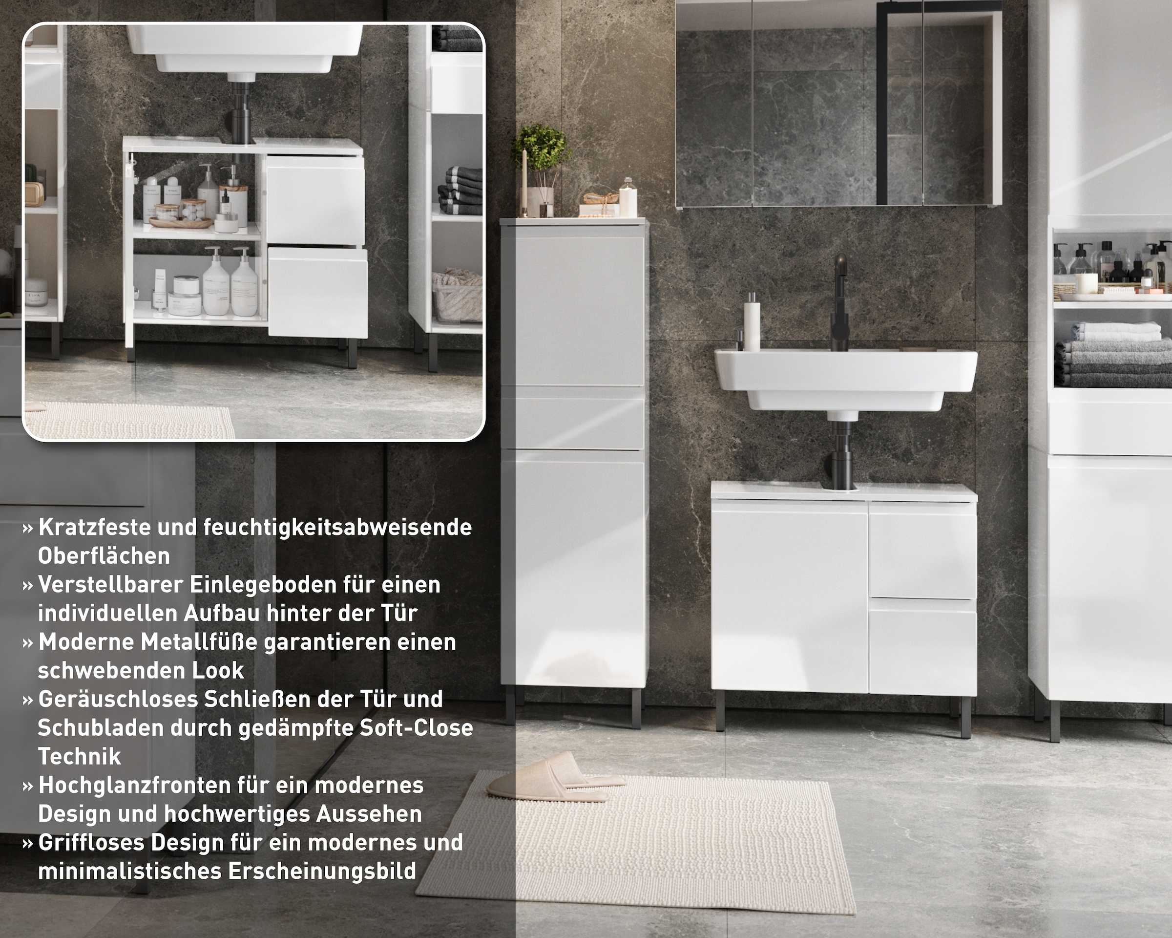 GERMANIA Waschbeckenunterschrank »Scantic« 1 Stk. tlg. mit Siphonausschnitt