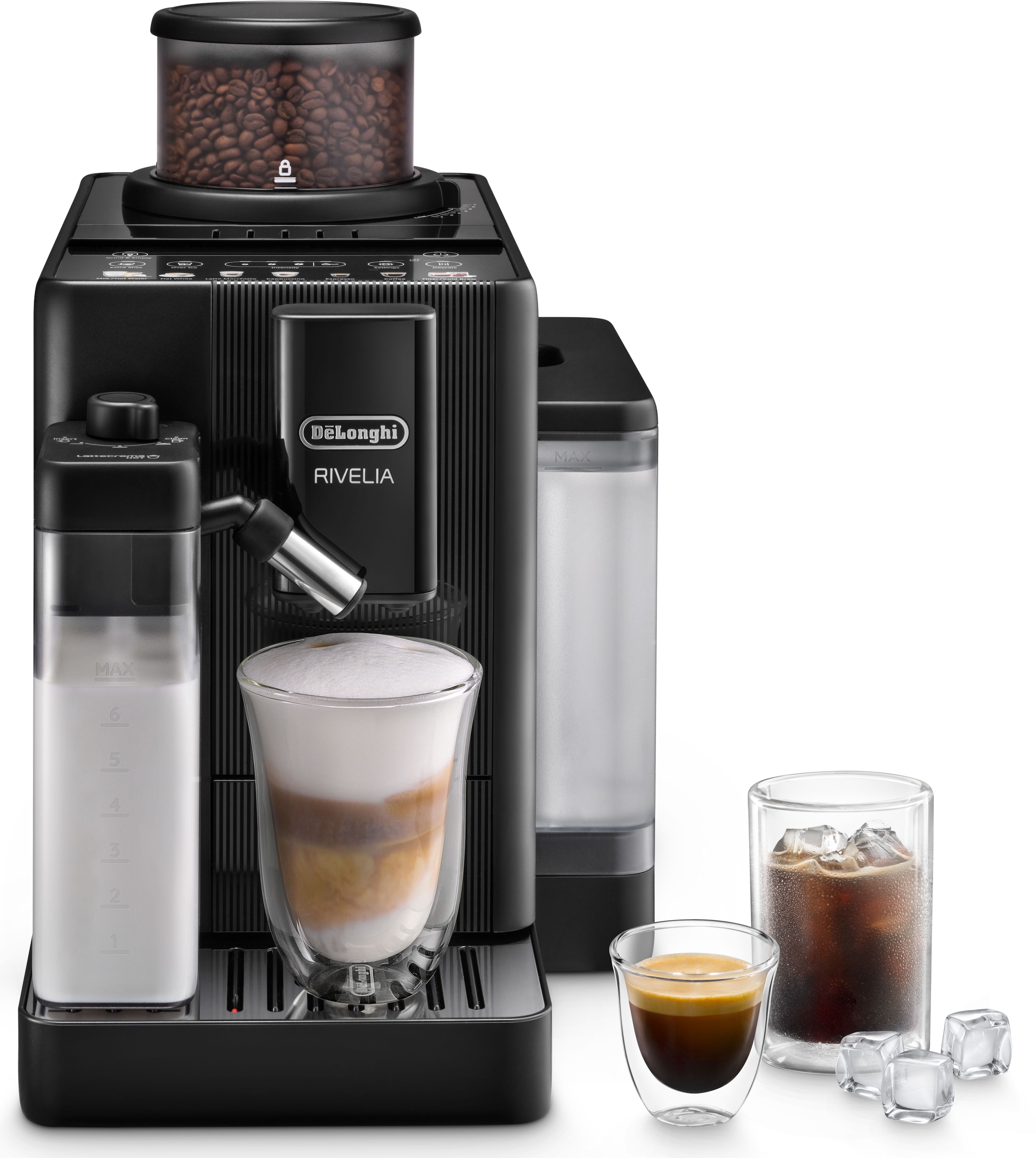 De'Longhi Kaffeevollautomat »Rivelia Start EXAM420.55.BXL - 10 Rezepte, Cold Brew & 2 Bohnenbehälter« Schwarz, Extra-Shot-Funktion, innovatives Bean-Switch System