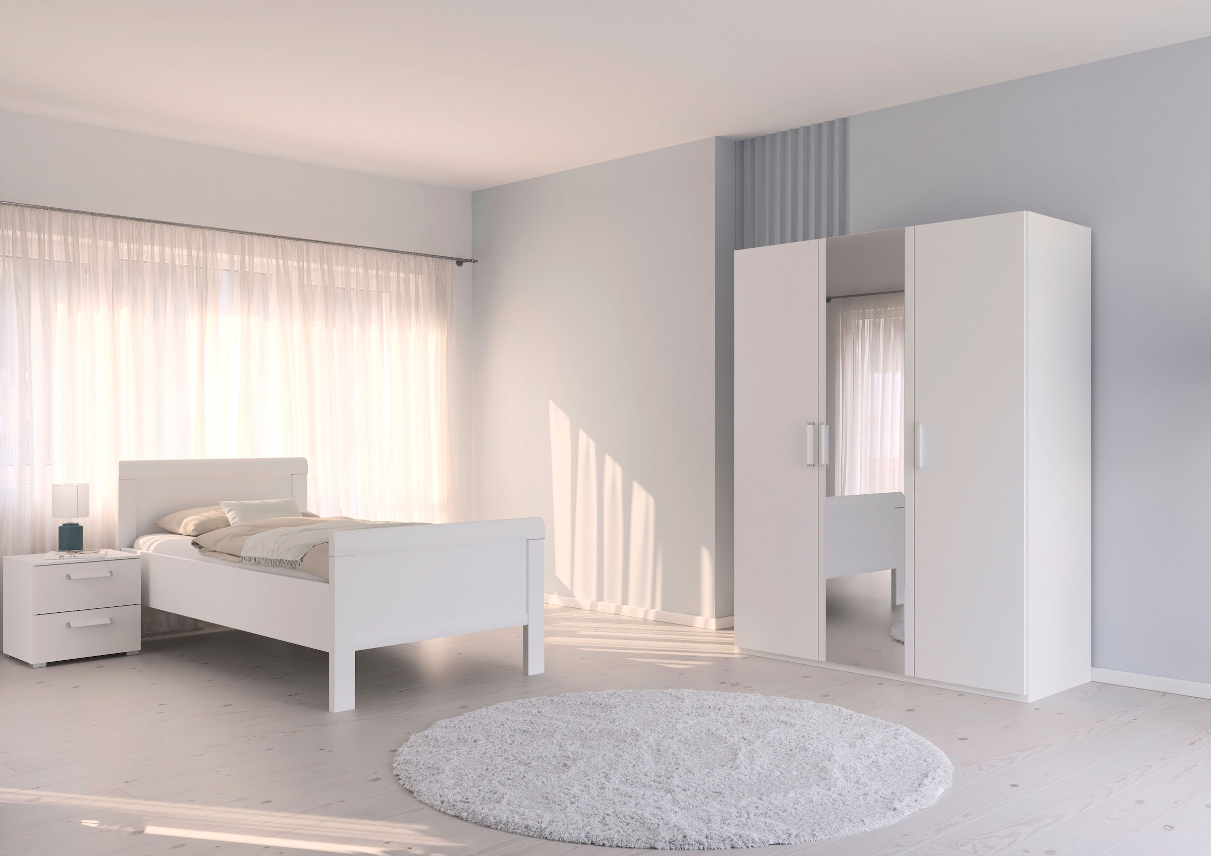 rauch Schlafzimmer-Set »Komplettschlafzimmer Schlafzimmer EVELYN«, (Set, 3 tlg.), Schrank und Bett in 2 Breiten, Nachttisch 2 Schubladen MADE IN GERMANY