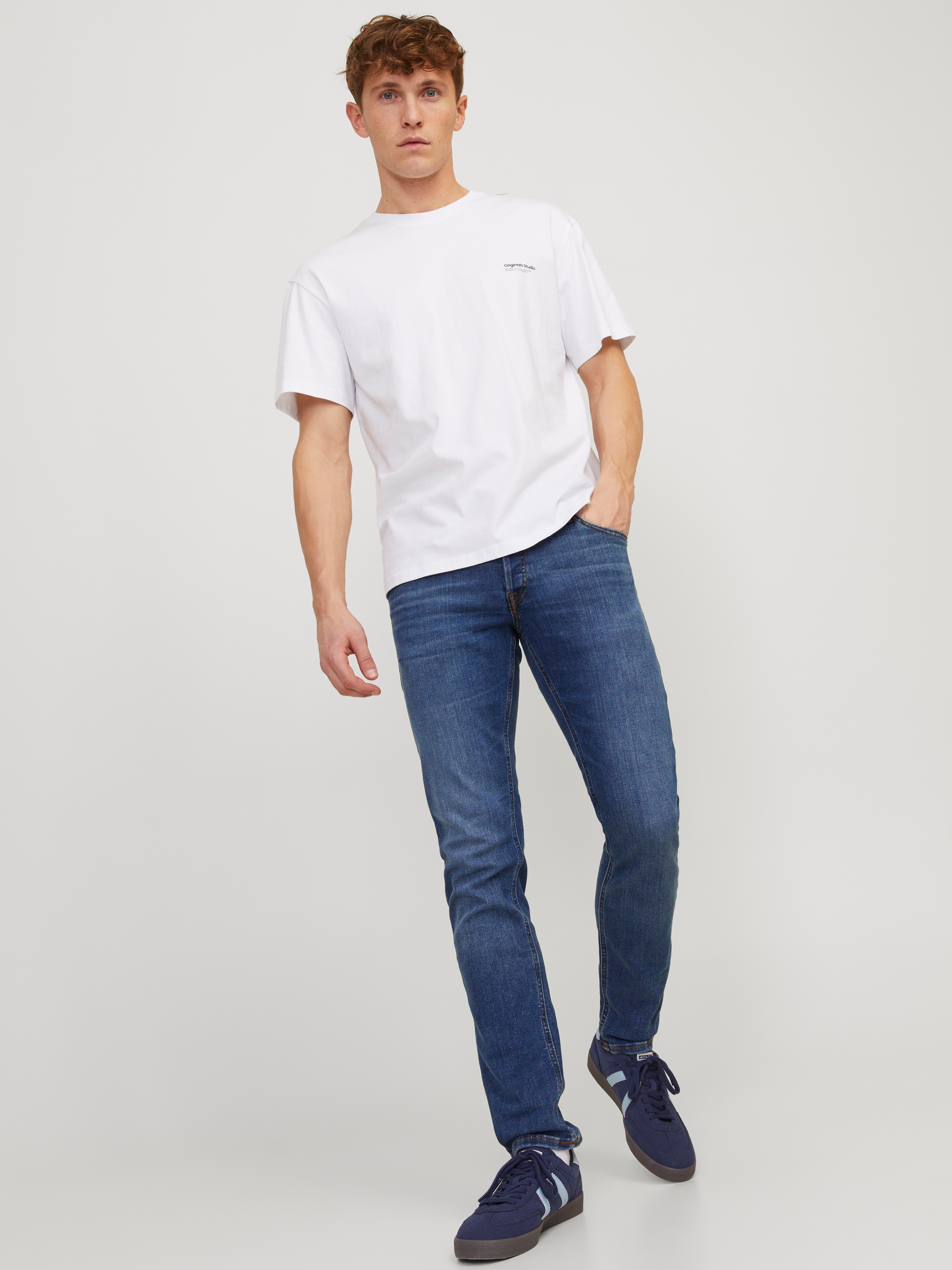 Jack & Jones Slim-fit-Jeans »JJIGLENN  Slim-Fit mit Stretch und praktischer 5-Pocket-Form« mit Abriebeffekten