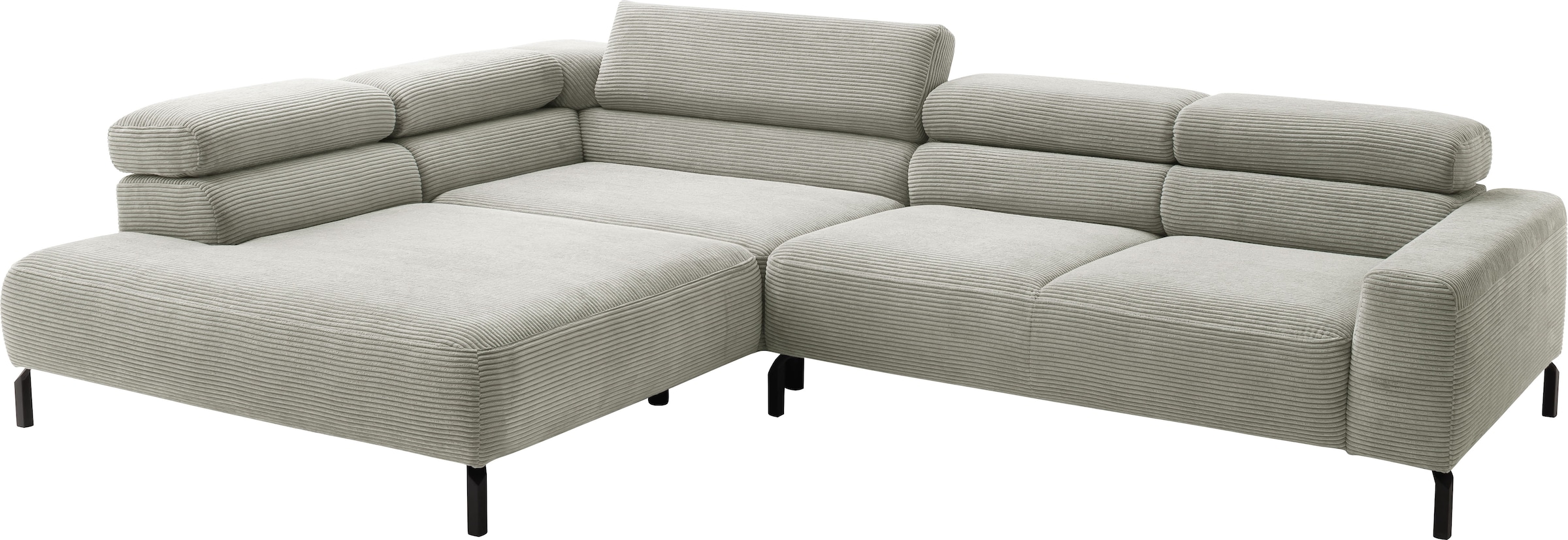 Home affaire Ecksofa »Antonelli, L-Form,  inkl. Kopfteilverstellung, Breite 312 cm« ohne Sitztiefenverstellung, in Cord, stone