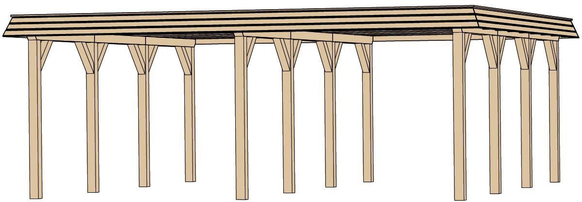 Doppelcarport »Leimholz-Flachdach-Carport 615 Gr.1«, Holz, 270 cm, naturbelassen,...