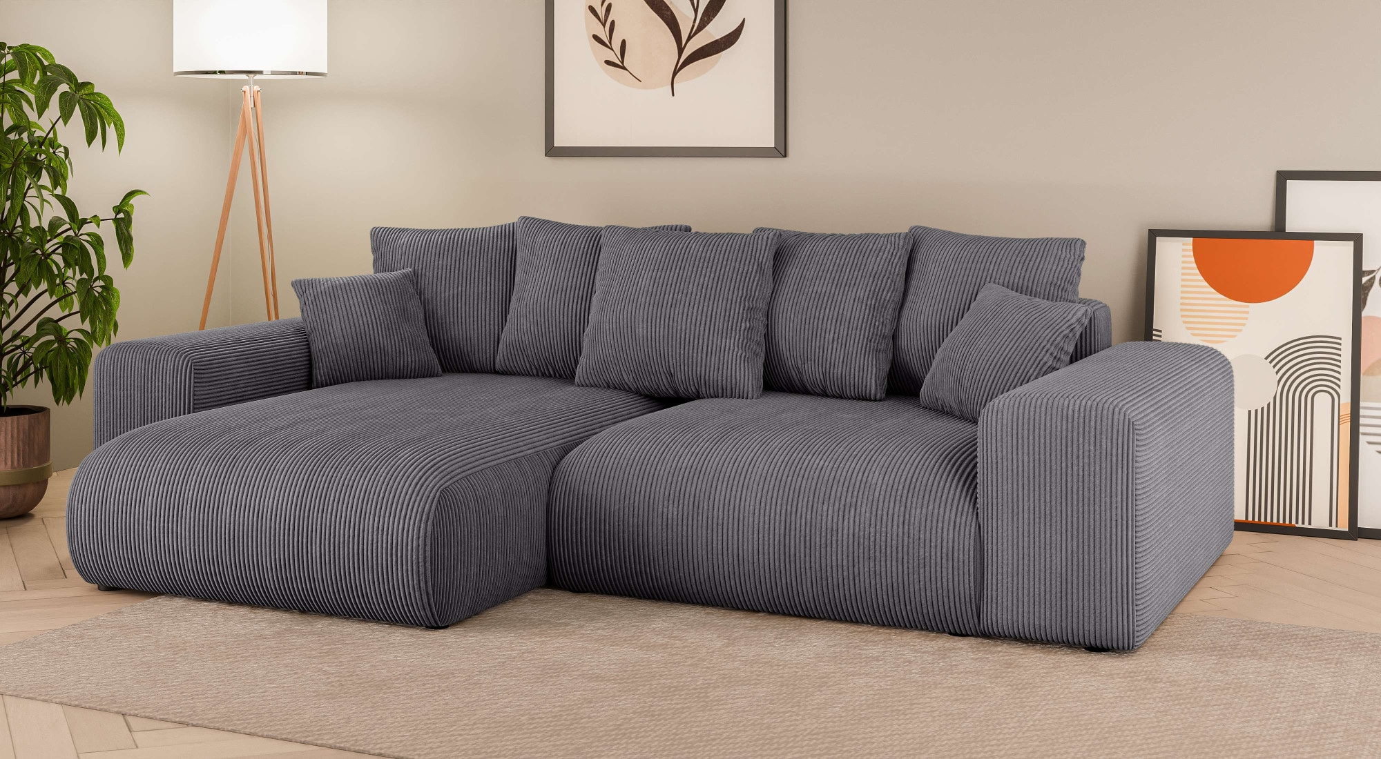 Home affaire Ecksofa »LAKESIDE mit Bettfunktion und Bettkasten, B/T/H 257/166/84 cm«
