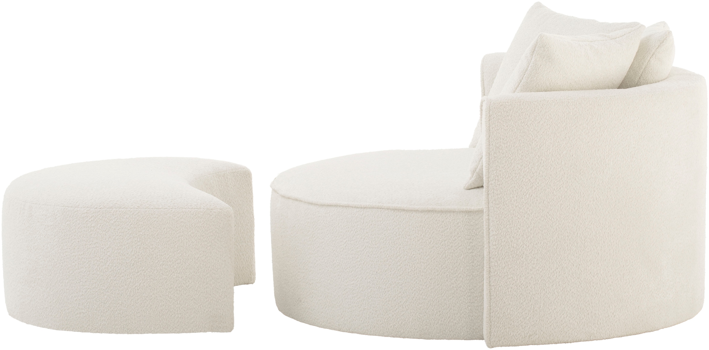 LeGer Home by Lena Gercke XXL-Sessel »ISALIE, Rundsessel mit Hocker, Lesesessel, Loveseat, Big-Sessel«, (Set), trendige Stoffe, mit 3 Zierkissen, große Sitzfläche