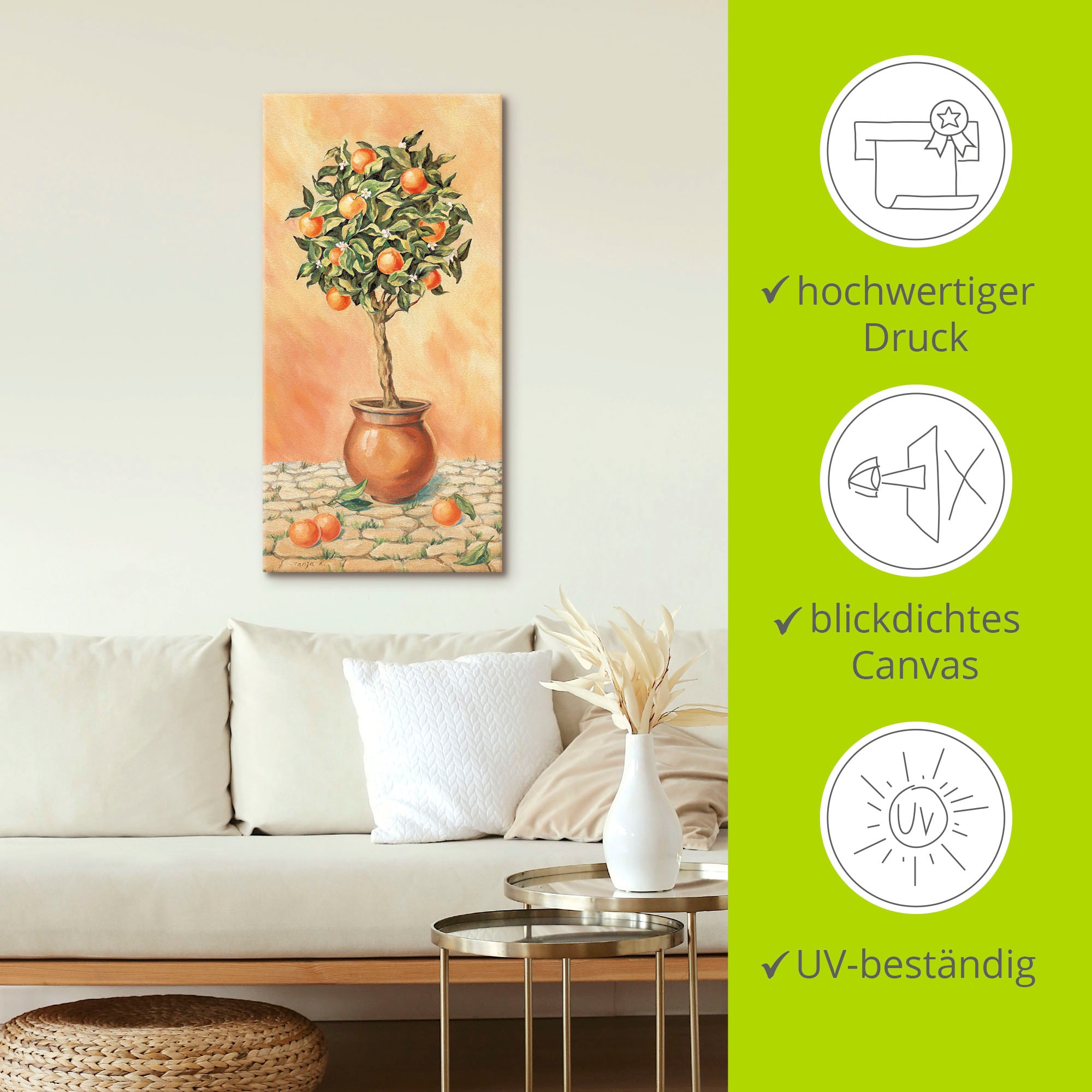 Artland Wandbild »Orangenbaum I« Pflanzen 1 Stk. tlg. als Alubild, Outdoorbild, Leinwandbild, Wandaufkleber, versch. Größen