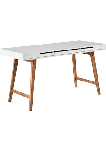 MCA furniture Schreibtisch »Anneke L«, weiß matt lackiert, Gestell Massivholz... kaufen