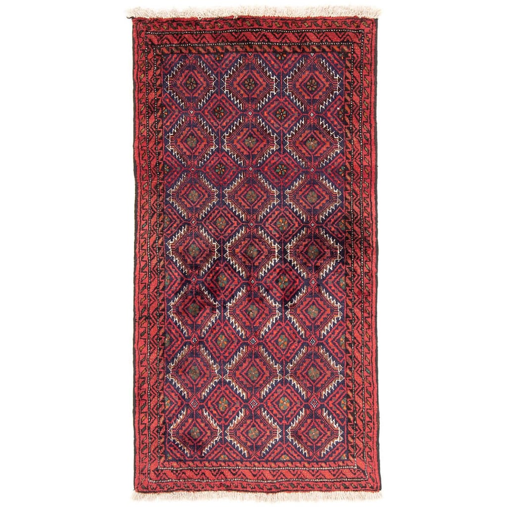 morgenland Hochflor-Läufer »Belutsch Durchgemustert Rosso 176 x 89 cm«, rechteckig