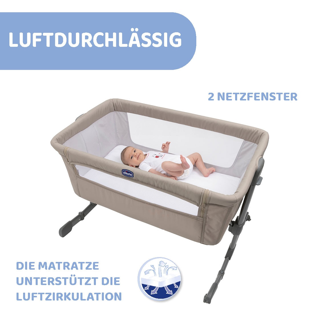 Chicco Beistellbett »next2me essential, dune«, Bezug teilweise aus recyceltem Material