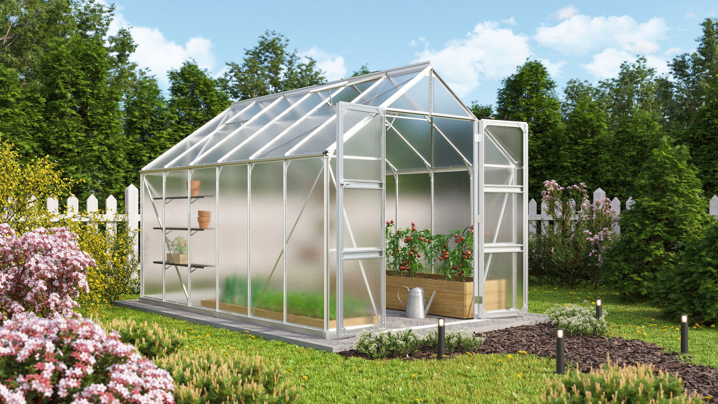 Vitavia Gewächshaus »Domus 9900« mit Doppelschwingtüren und bodentiefer Türschwelle, 4 mm Hohlkammer