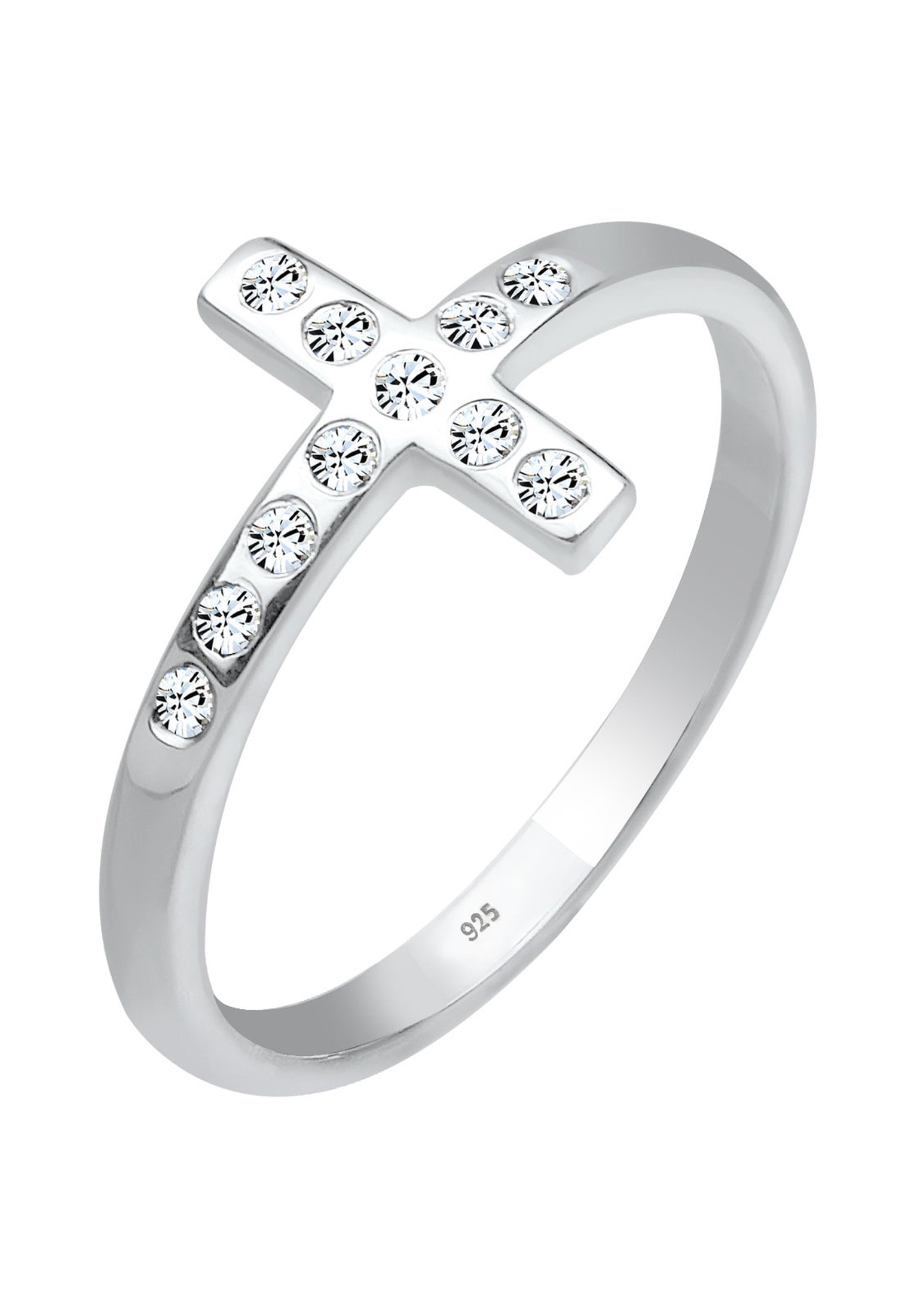 Elli Silberring »Ring Blogger Kreuz Kristalle 925 Silber«