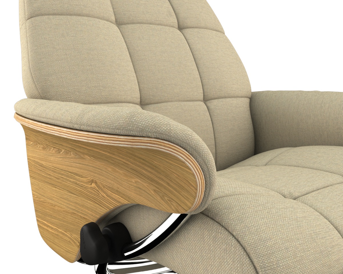 FLEXLUX Relaxsessel »Skagen Funktionsessel, Polstersessel, Armlehne, TV-Fernsehsessel,«, Rücken- und Kopfteilverstellung, Fuß Alu, Armlehne Eiche, Drehbar