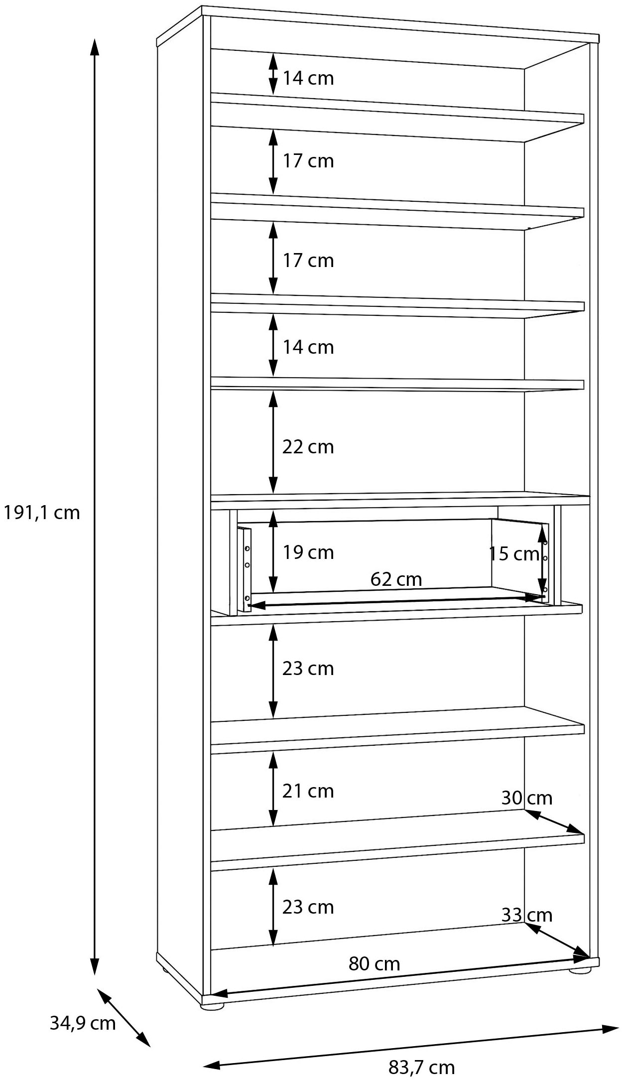 FORTE Schuhschrank Metallgriffe Schwarz, Soft Close, Vollauszug