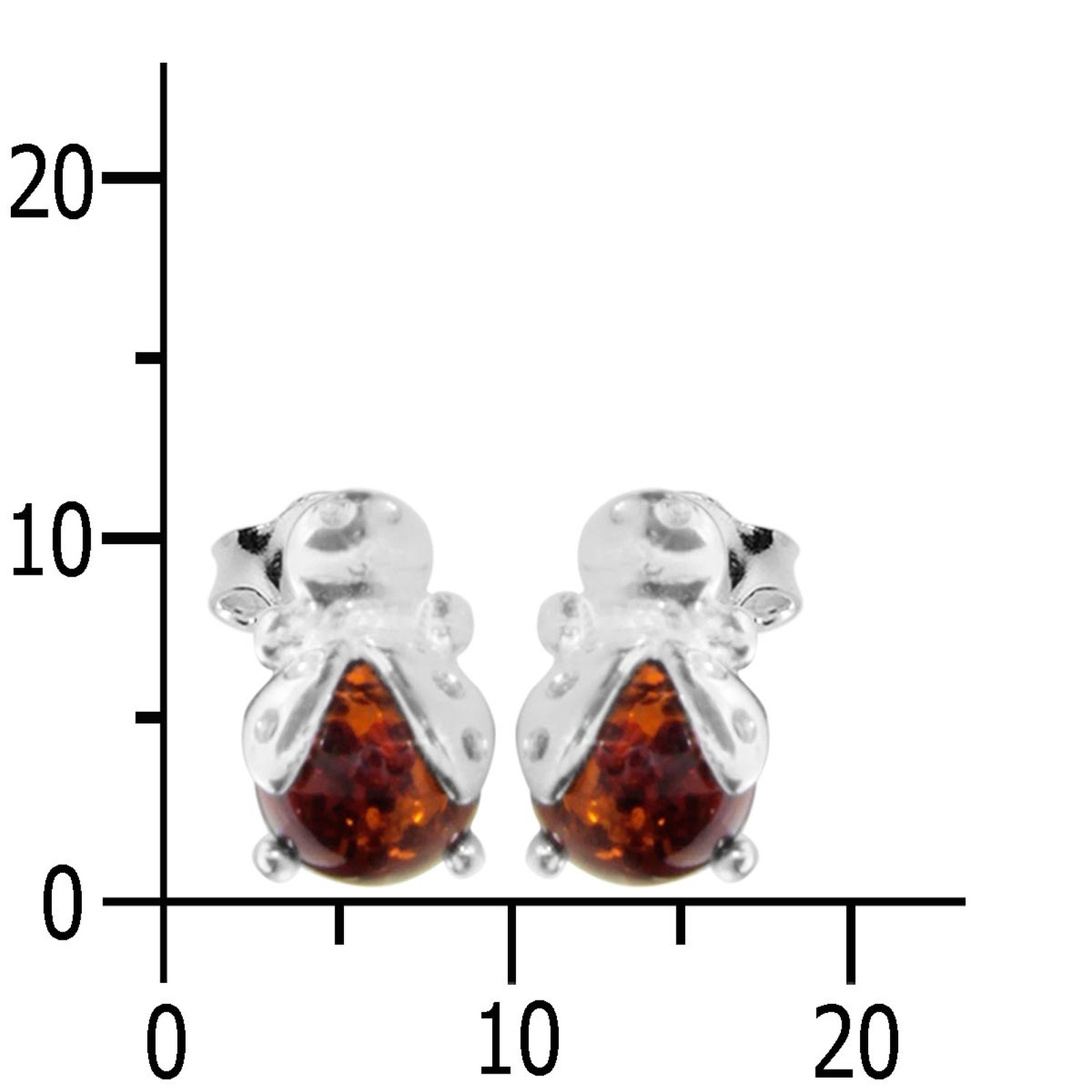 OSTSEE-SCHMUCK Paar Ohrstecker »- Marienkäfer - Silber 925/000 - Bernstein«