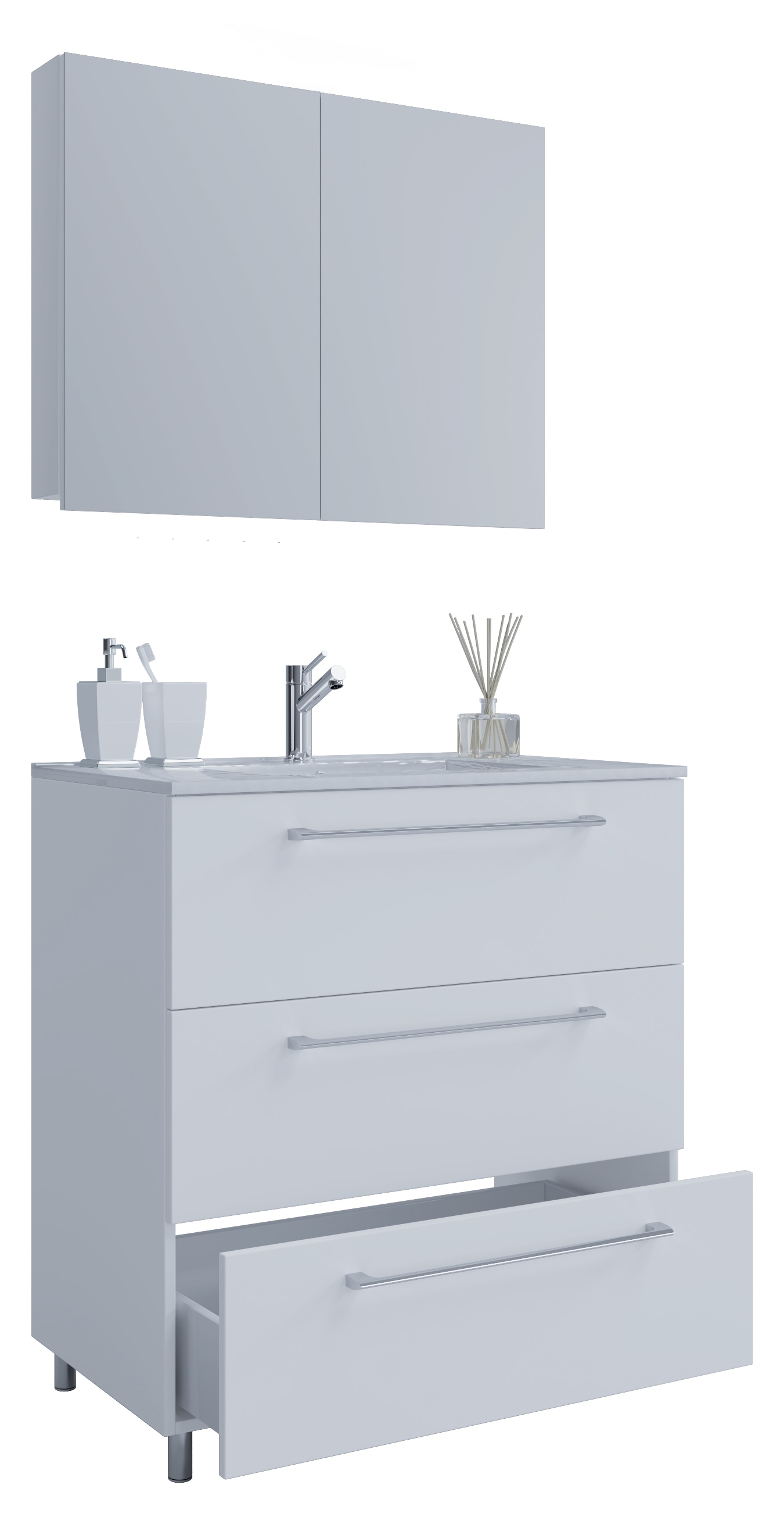 VCM Waschtisch »3-tlg. Waschplatz Waschtisch Badinos Schublade SP« 3 Stk. tlg.