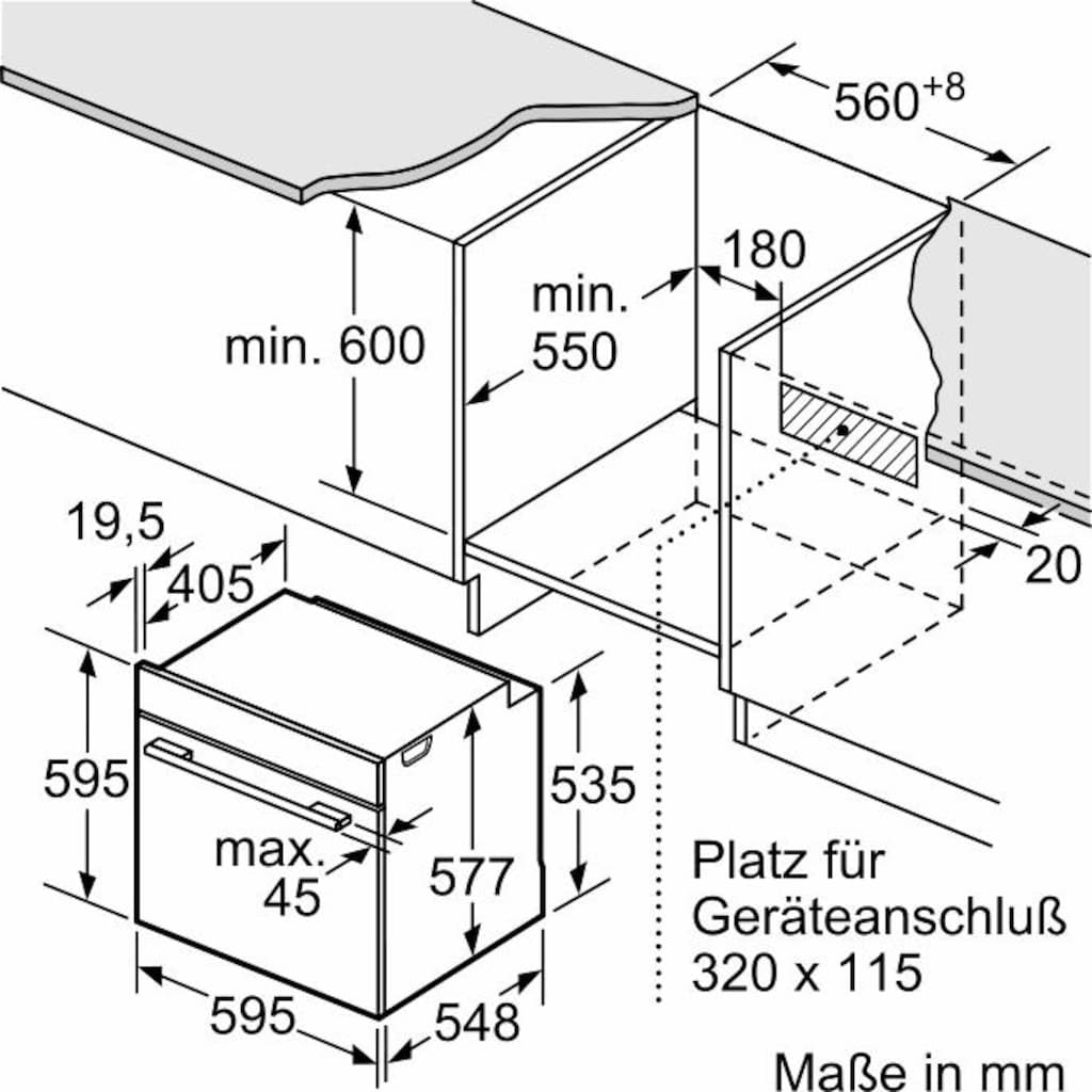 BOSCH Pyrolyse Backofen »HBG675BB1«, Serie 8, mit Teleskopauszug nachrüstbar, Pyrolyse-Selbstreinigung, mit AutoPilot