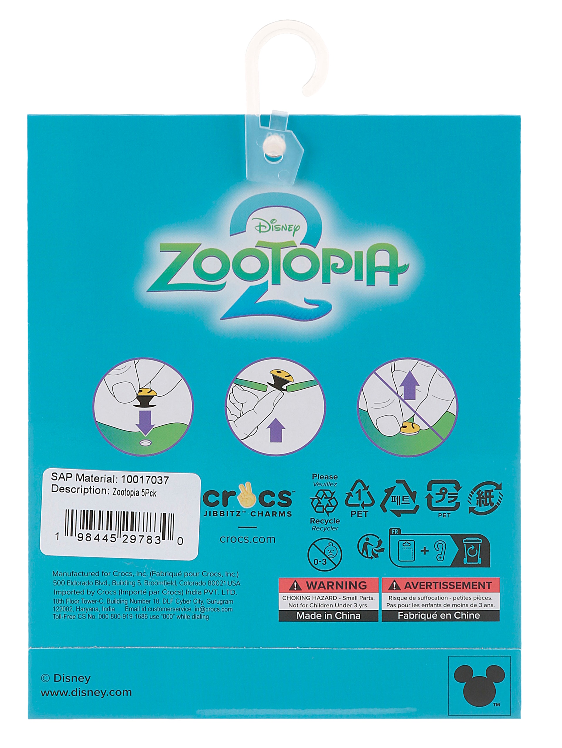 Crocs Schuhanstecker »Jibbitz™ Zootopia« Set, Kein Spielzeug. Nicht für Kinder unter 3 Jahren geeignet, 5 Stk. tlg. Charm, Anstecker, Set mit Zoomania Motiven