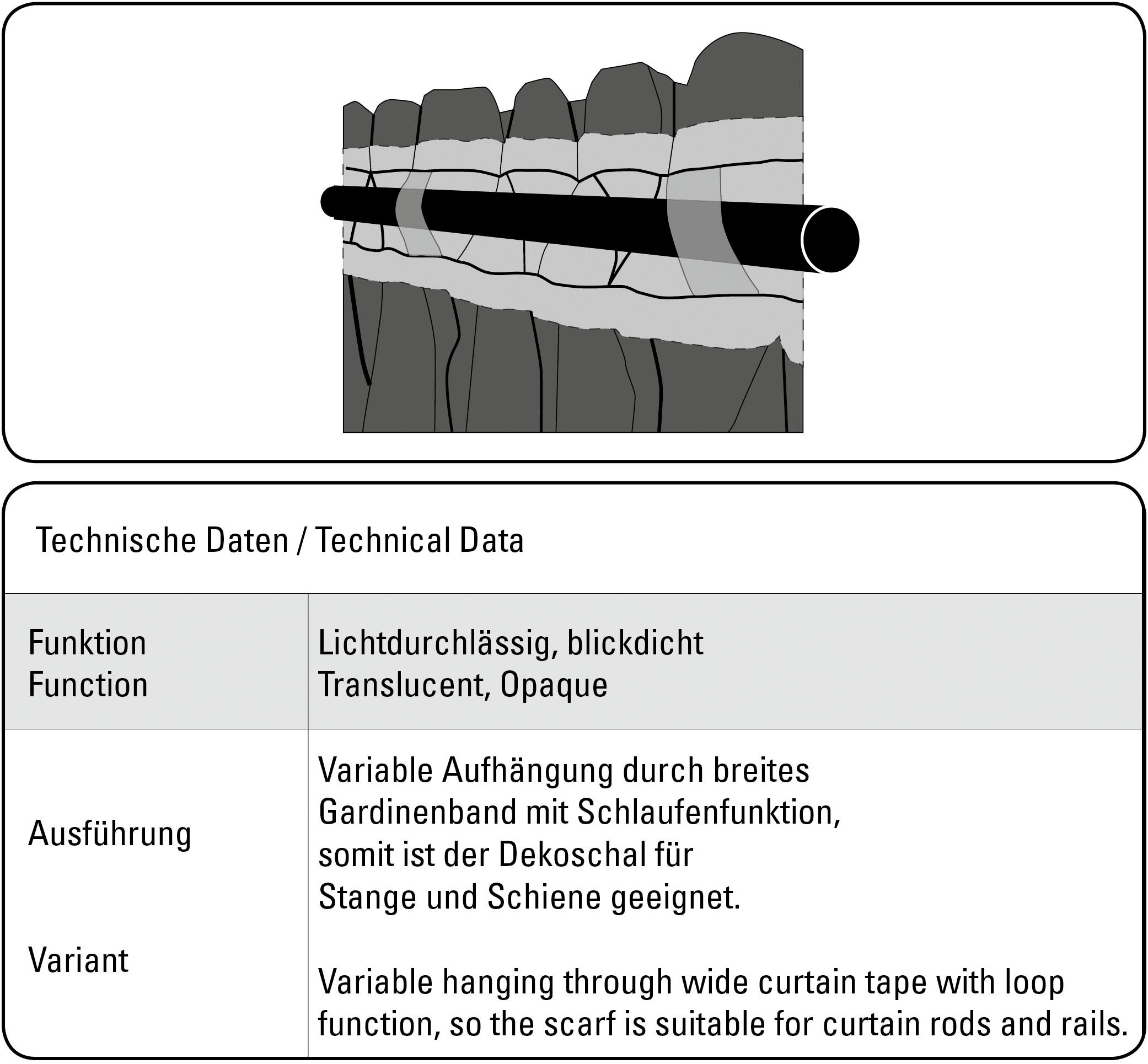 Gardine »Schal Blockstreifen«, (1 St.), mit Gardinenband und verdeckten Schlaufen