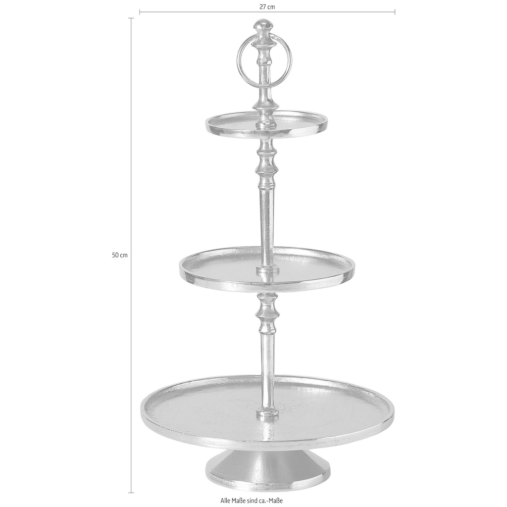 Home affaire Dekoetagere »Valomi, silber«, 3-stufig, Höhe 49 cm, aus Metall, Wohnzimmer