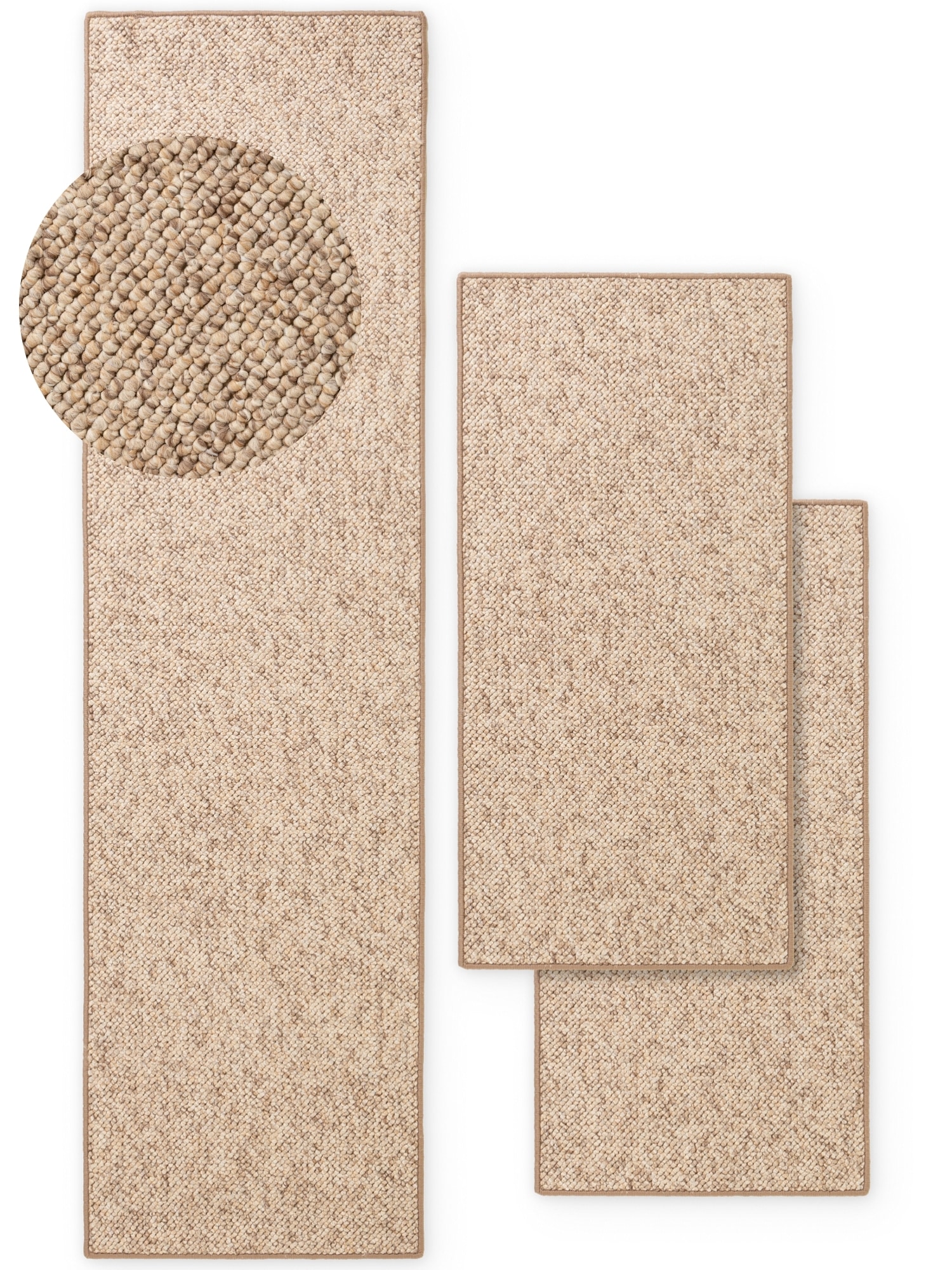 HANSE Home Bettumrandung »Wolly 2« Höhe 12 mm 3 Stk. tlg. Bettvorleger, 3-teiliger Läufer Set, Unifarben, Kurzflor, Bettläufer