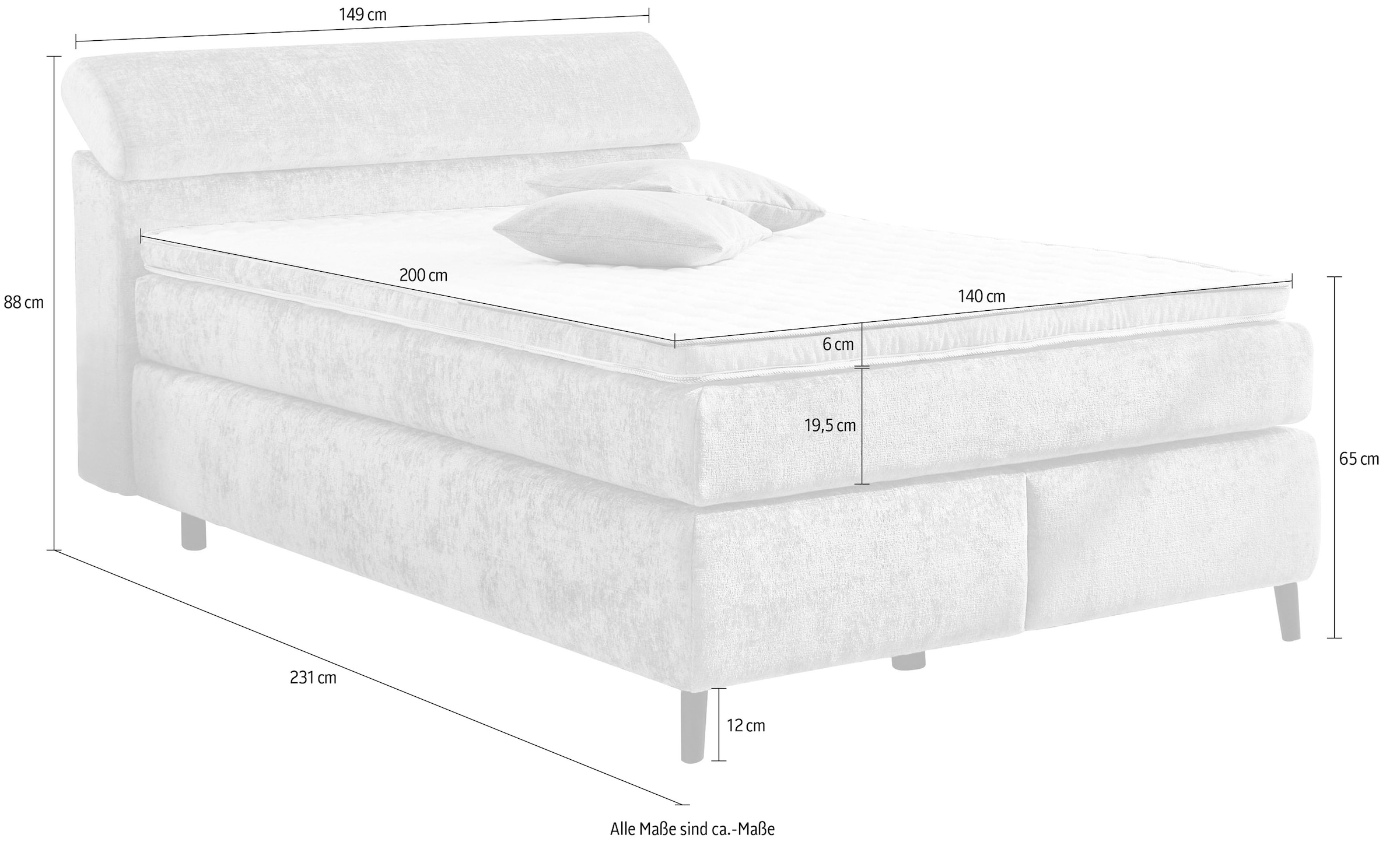 Jockenhöfer Gruppe Boxspringbett »Diva, inkl. 7-Zonen-TTFK-Matratze« Kopfteil höhenverstellbar, KS-Topper