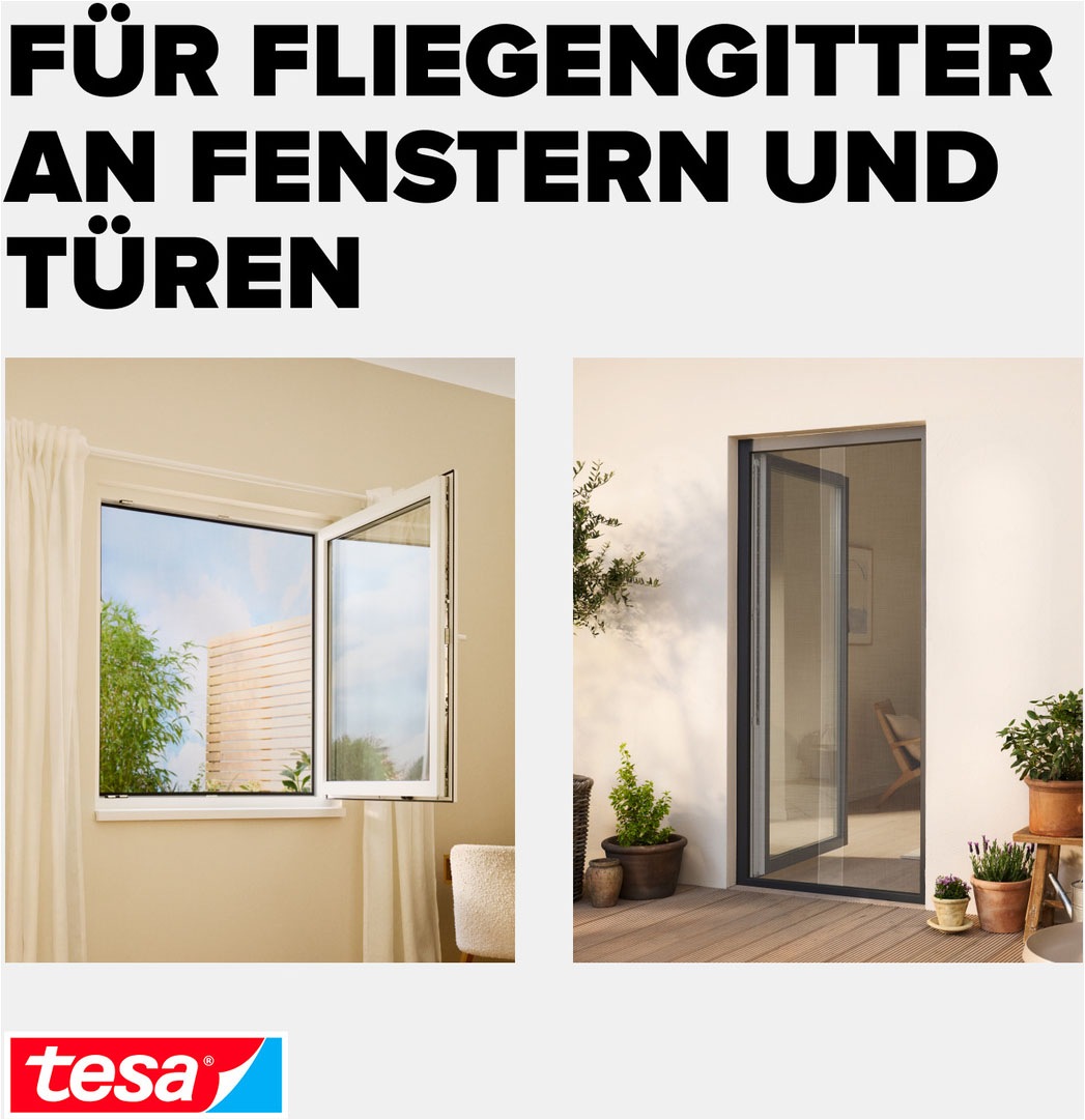 tesa Fliegengitter-Gewebe »Klettband Premium - Ersatzrolle Für Fliegennetze - 560 cm« Packung, Selbstklebendes Klettband, 1 Stk. tlg. zuschneidbar - Mückenschutz ohne Bohren