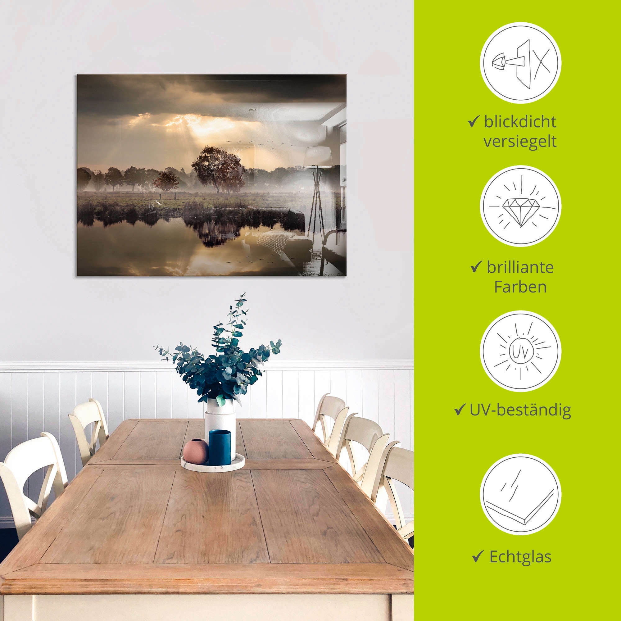 Artland Glasbild »Der Herbst in seiner stillen Einsamkeit« Gewässer 1 Stk. tlg. in verschiedenen Größen