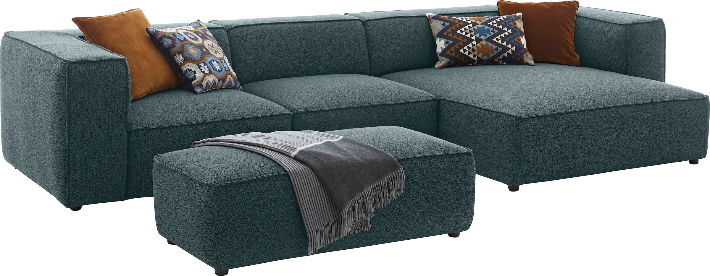 W.SCHILLIG Ecksofa »around-the-block Mega Sofa, viel Platz und hoher Sitzkomfort, L-Form« mit eleganter Biese, mit Federkern, Breite 341 cm