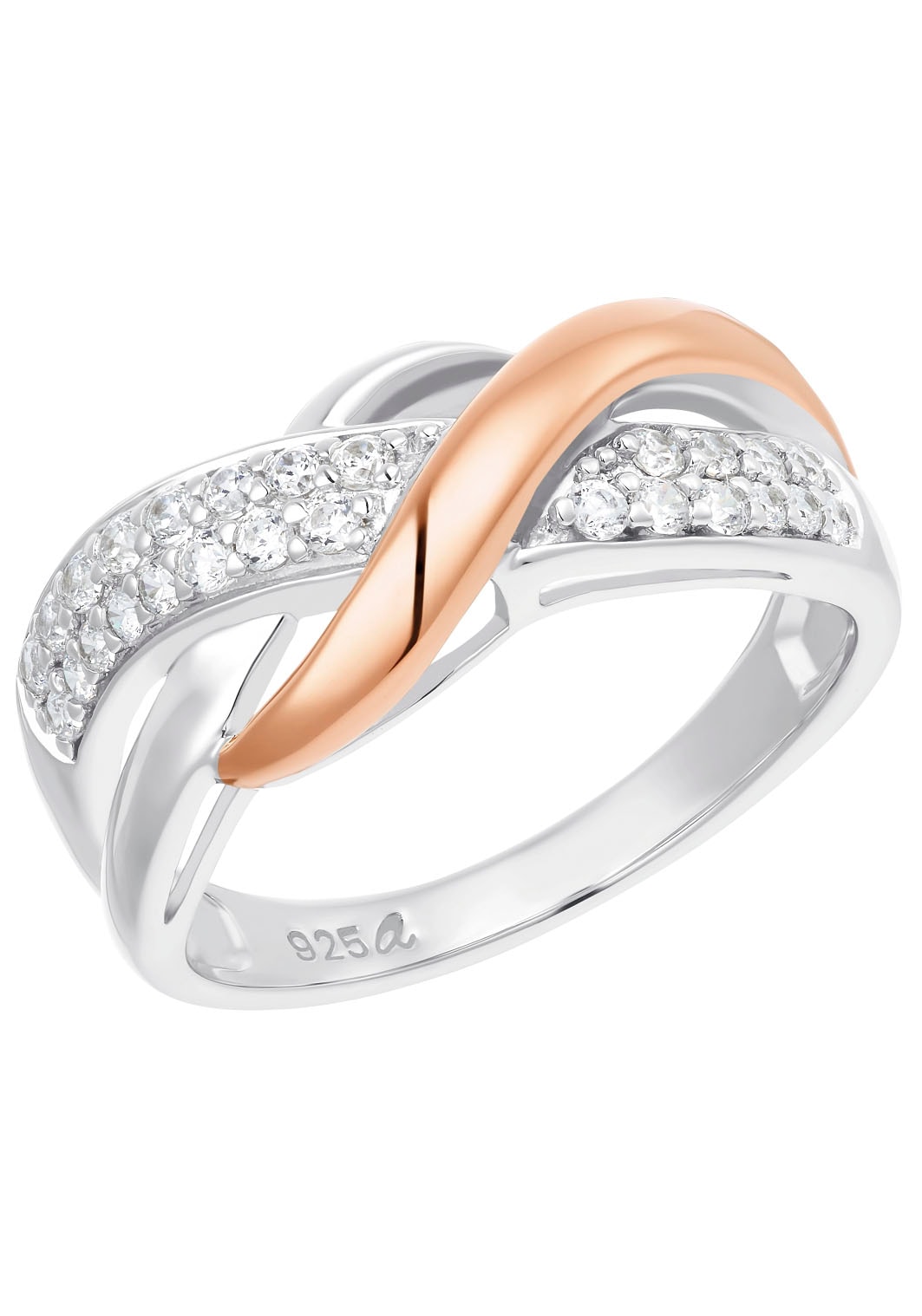 Amor Fingerring »Twisted«, mit Zirkonia (synth.)